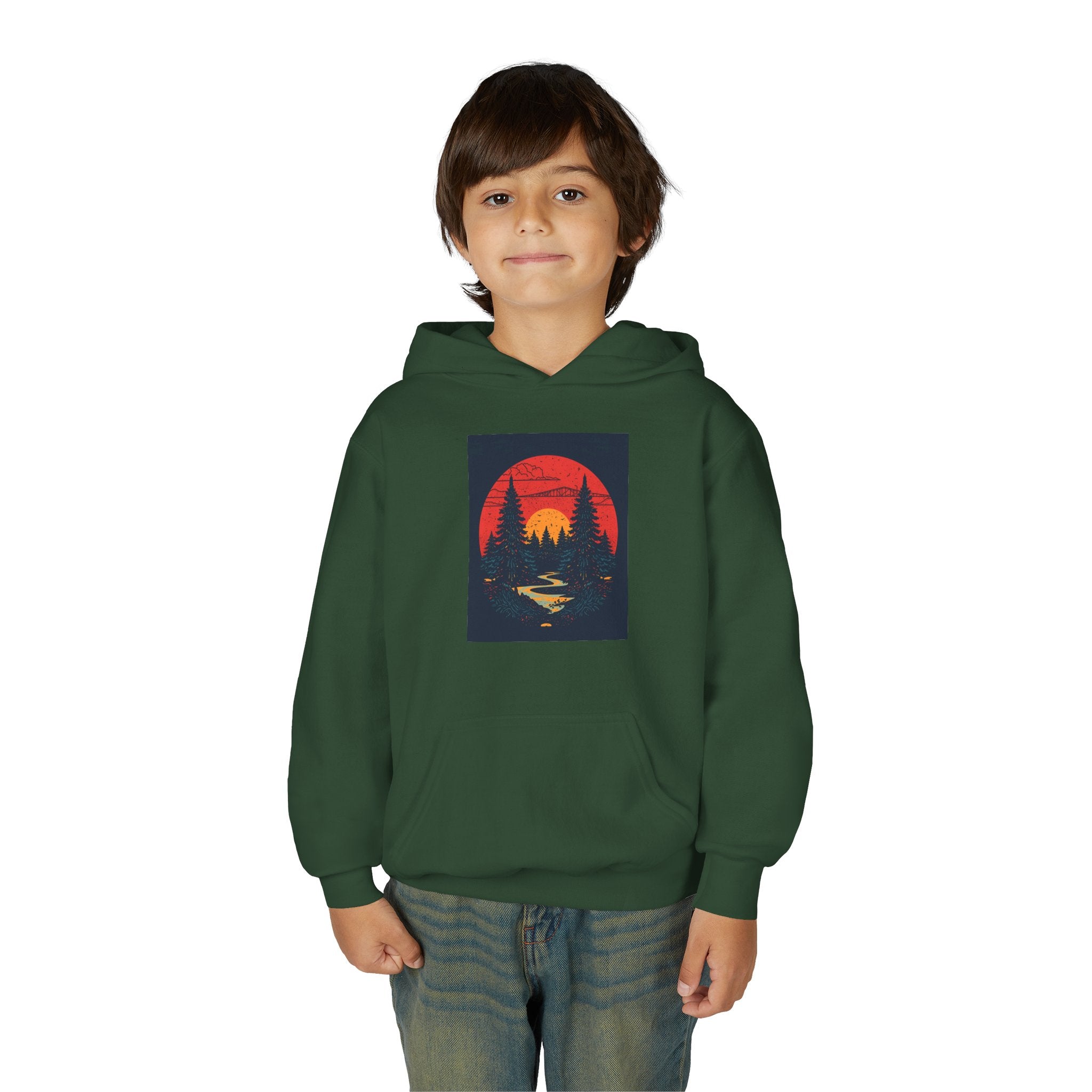 Nature Inspired Forest Youth Heavy Blend Hooded Sweatshirt