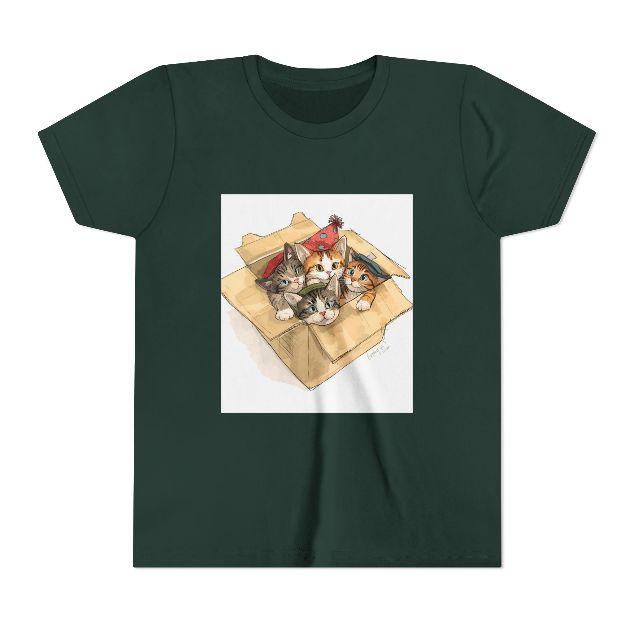 Cute Kittens In Box Youth Short Sleeve Tee