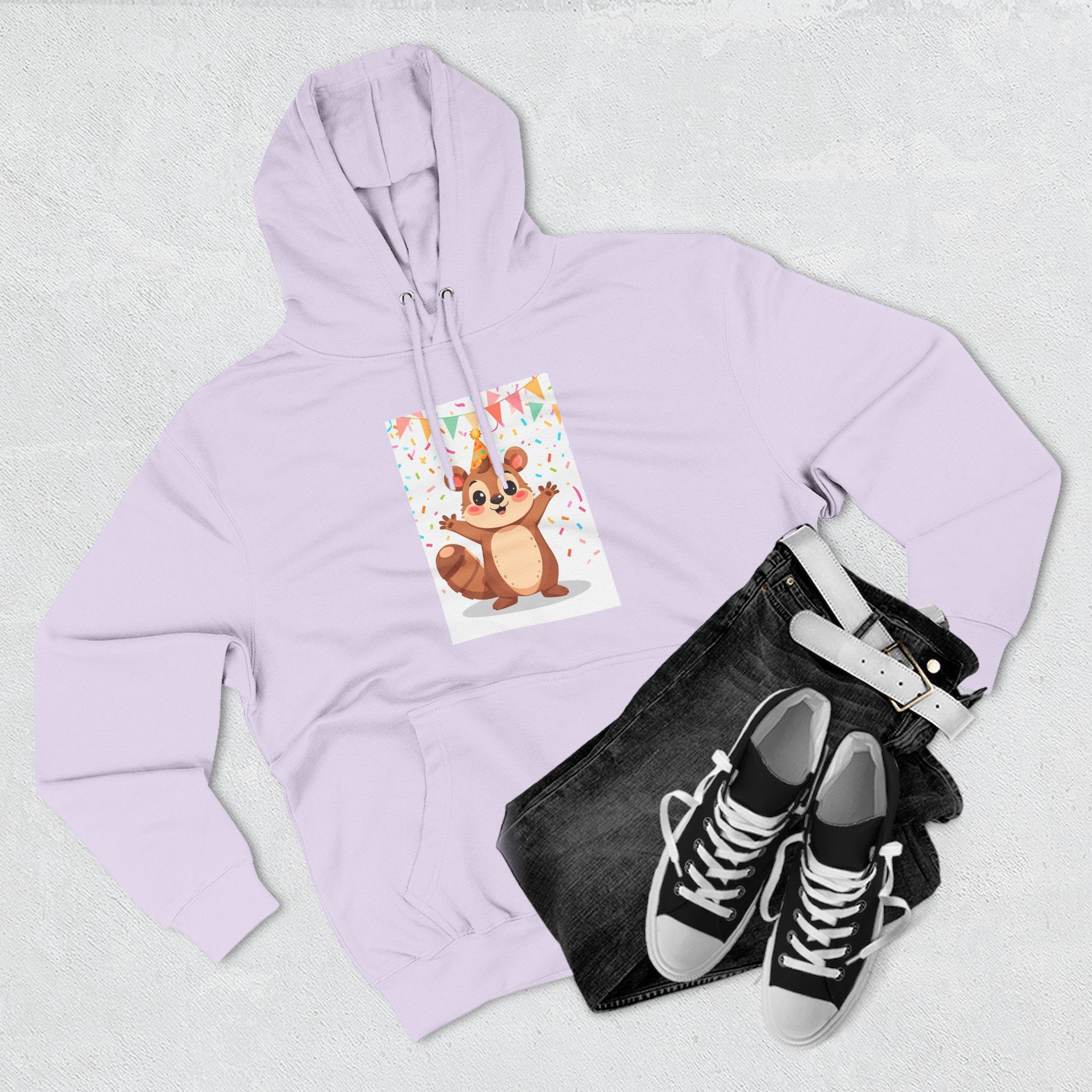Party Animal With Squirl Three-Panel Fleece Hoodie