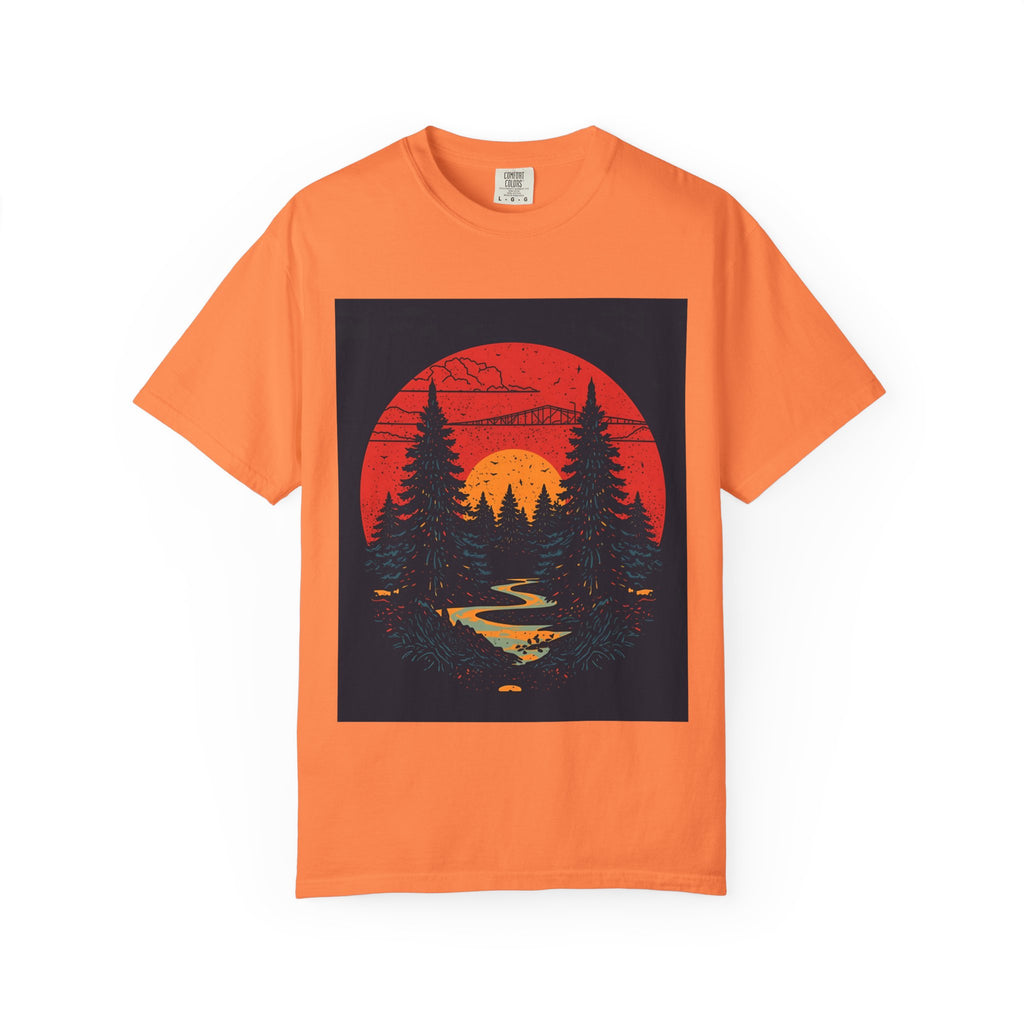 Sunset Forest Unisex Tee, Outdoor Adventure Shirt, Nature Lover Gift, Casual Stylish Top, Fall Fashion T-shirt