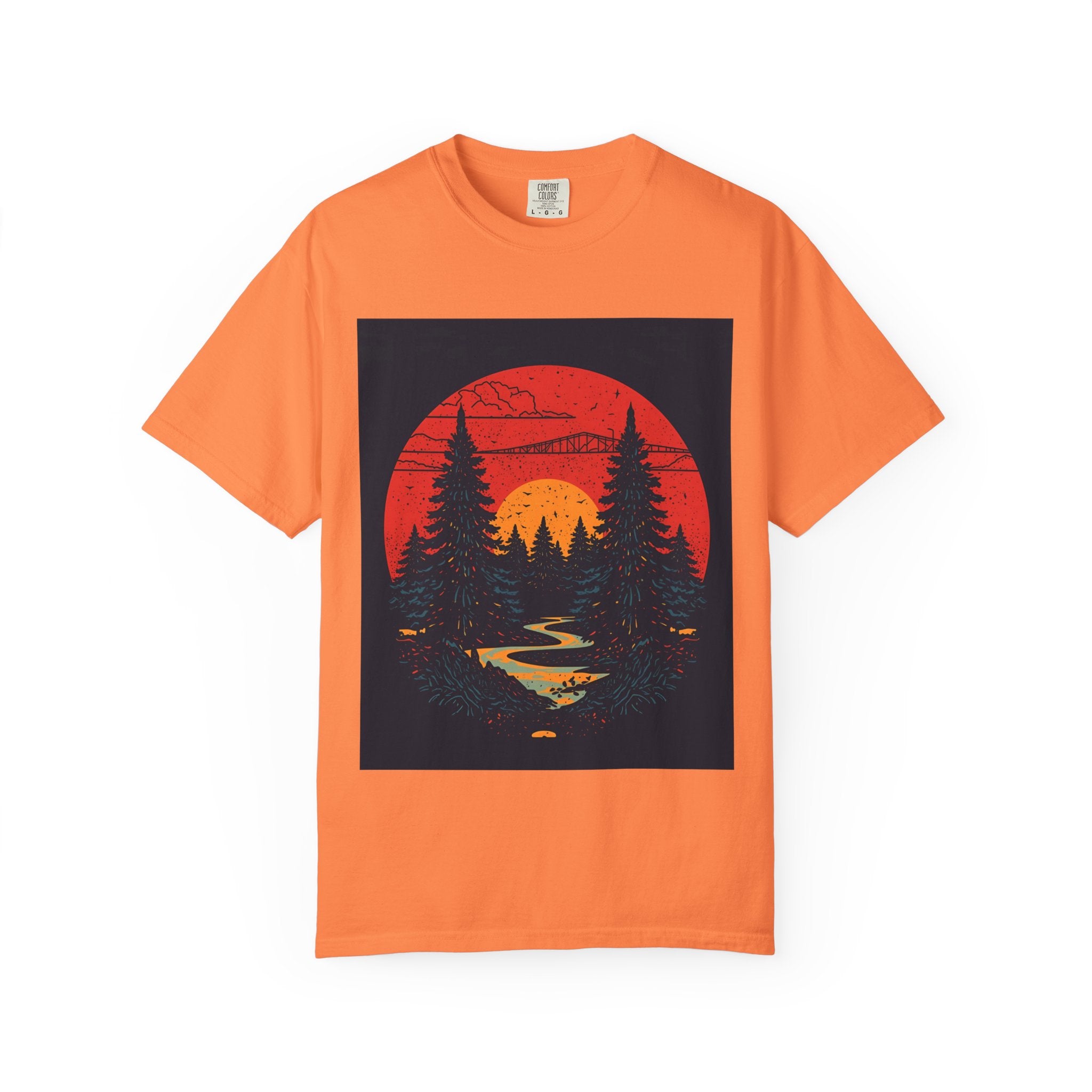 Sunset Forest Unisex Tee, Outdoor Adventure Shirt, Nature Lover Gift, Casual Stylish Top, Fall Fashion T-shirt