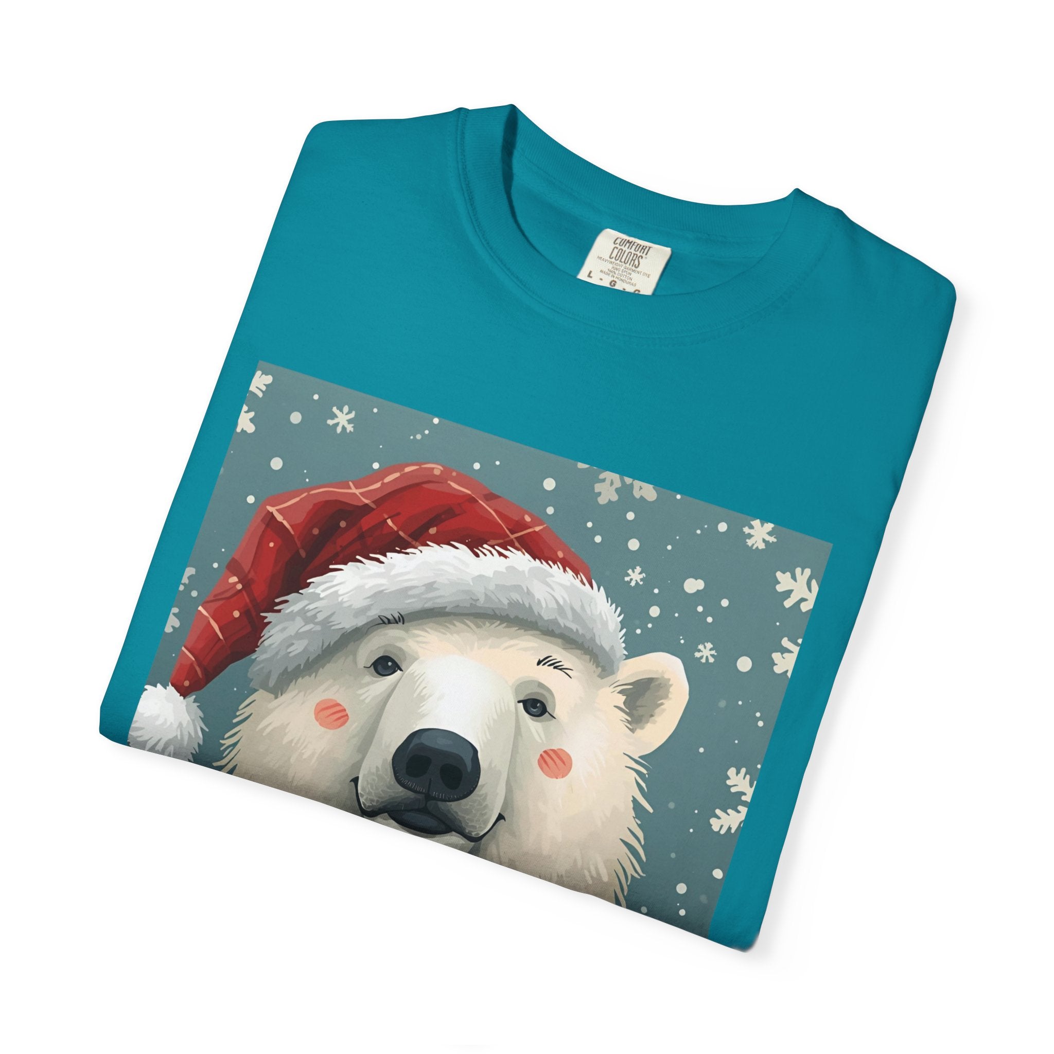 Festive Polar Bear T-Shirt, Christmas Tee, Winter Apparel, Holiday Shirt, Gift Idea, Unisex Graphic Tee