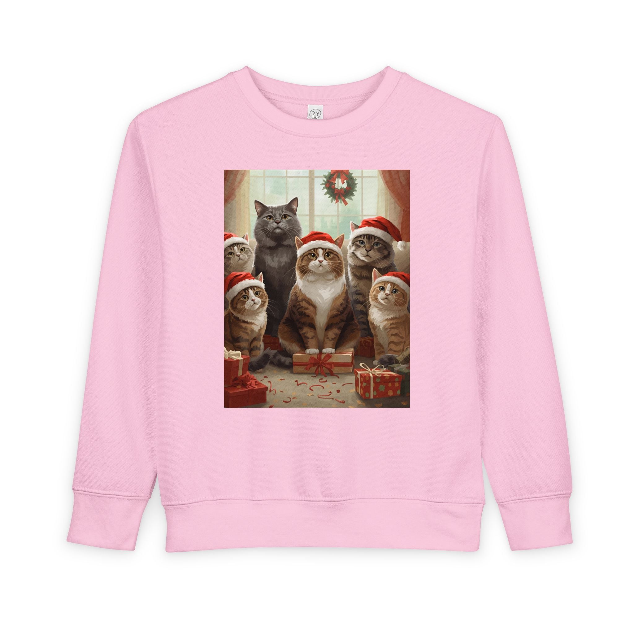 Cute Festive Christmas Cat Toddler Sweatshirt