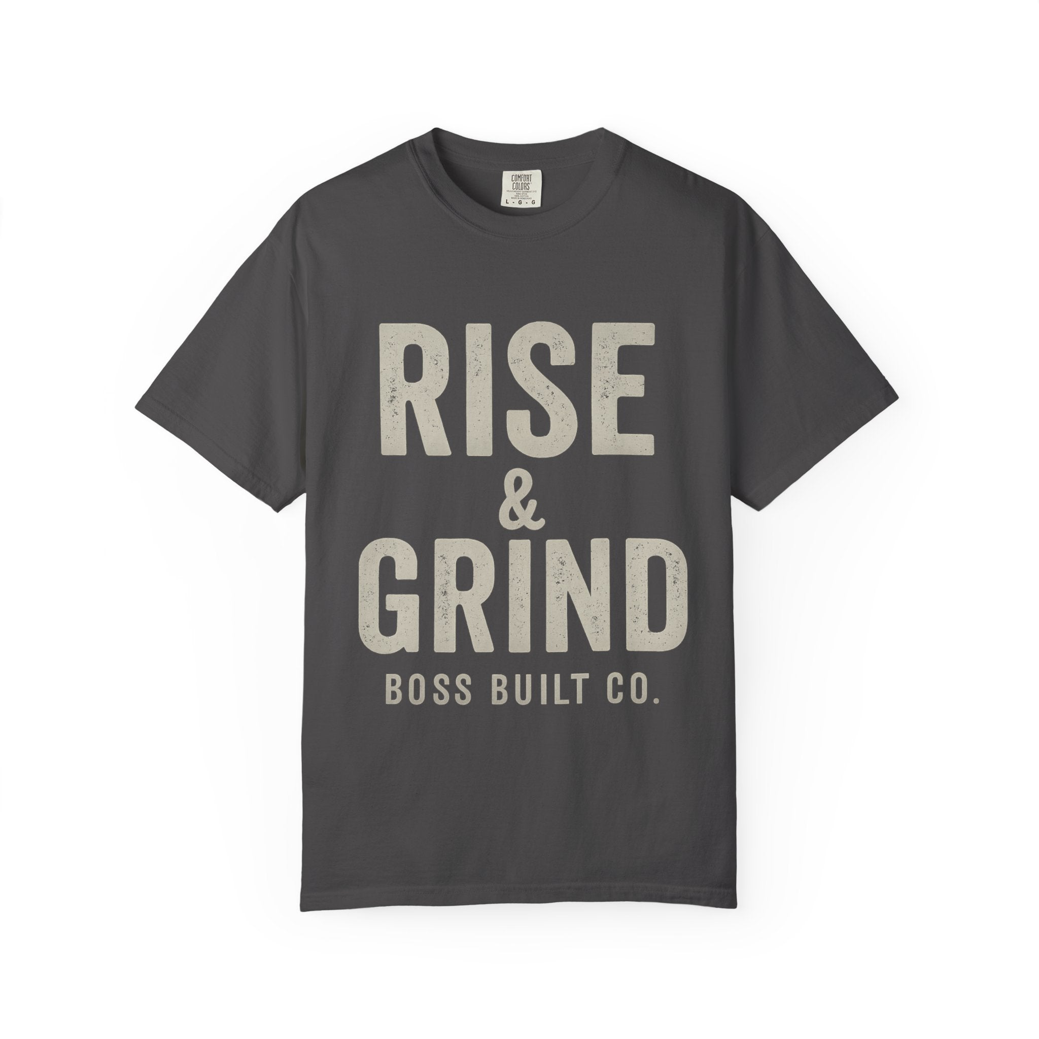 Boss Built Co Rise & Grind T-Shirt — Motivational Graphic Tee for Hustle Mindset