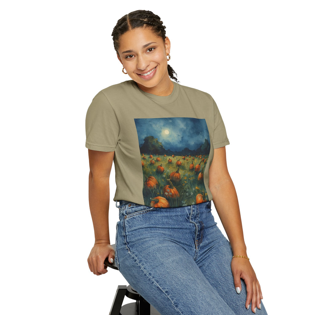 Autumn Pumpkin Field T-shirt | Unisex Fall Tee, Cozy Graphic Shirt, Halloween Gift, Harvest Fashion, Seasonal Wear, Pumpkin Lovers