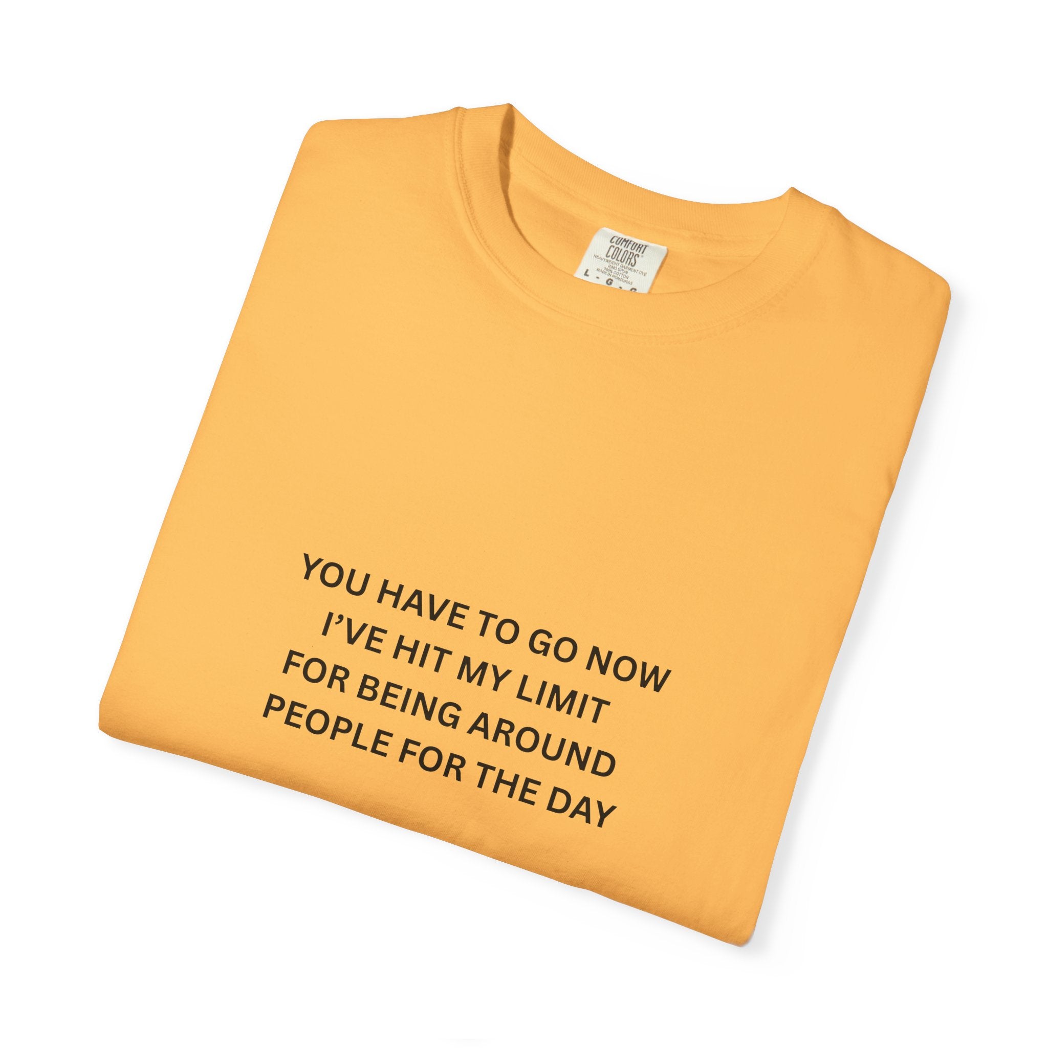 You Have To Go Now I've Hit My Limit For Being Around People For The Day Unisex Garment-Dyed T-shirt