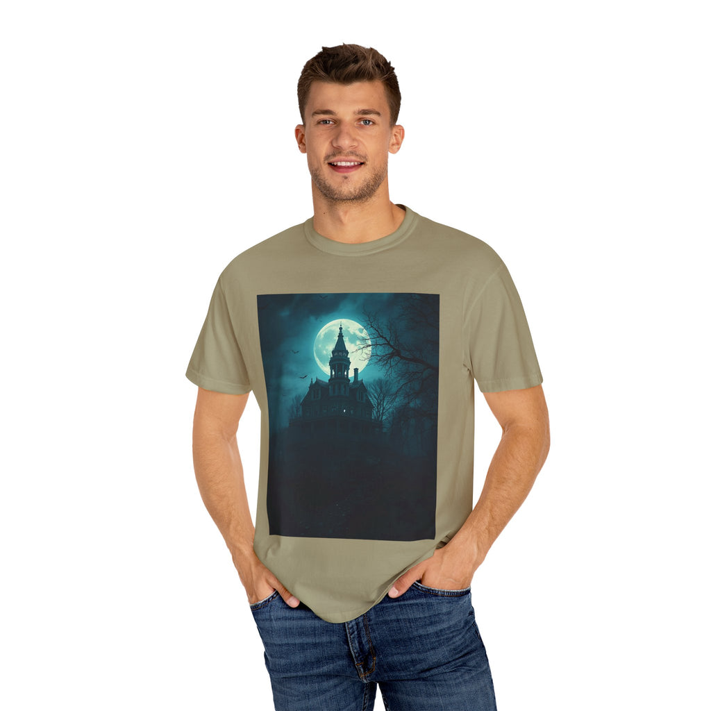 Haunted Moonlit Castle Unisex T-shirt, Gothic Tee, Halloween Apparel, Vintage Style Shirt, Alternative Fashion, Spooky Gift