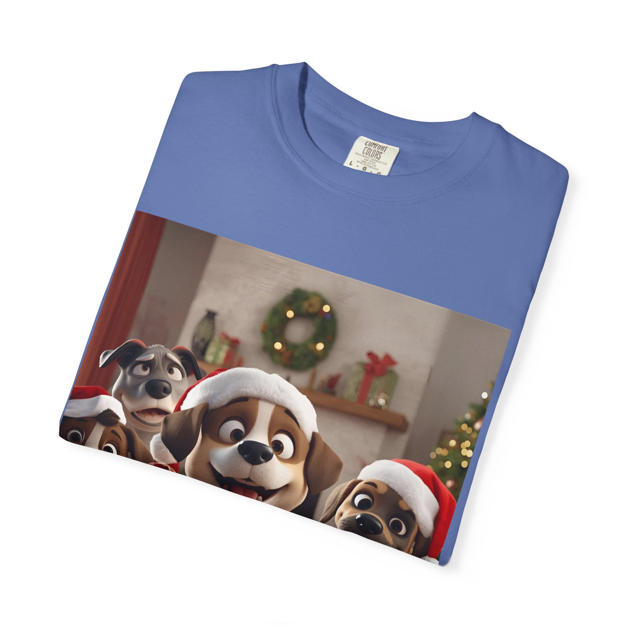 Cute Christmas Festive Dog Lovers T-Shirt | Unisex Garment-Dyed Tee for Dog Enthusiasts | Holiday Gift, Christmas Apparel, Pet Lover Shirt
