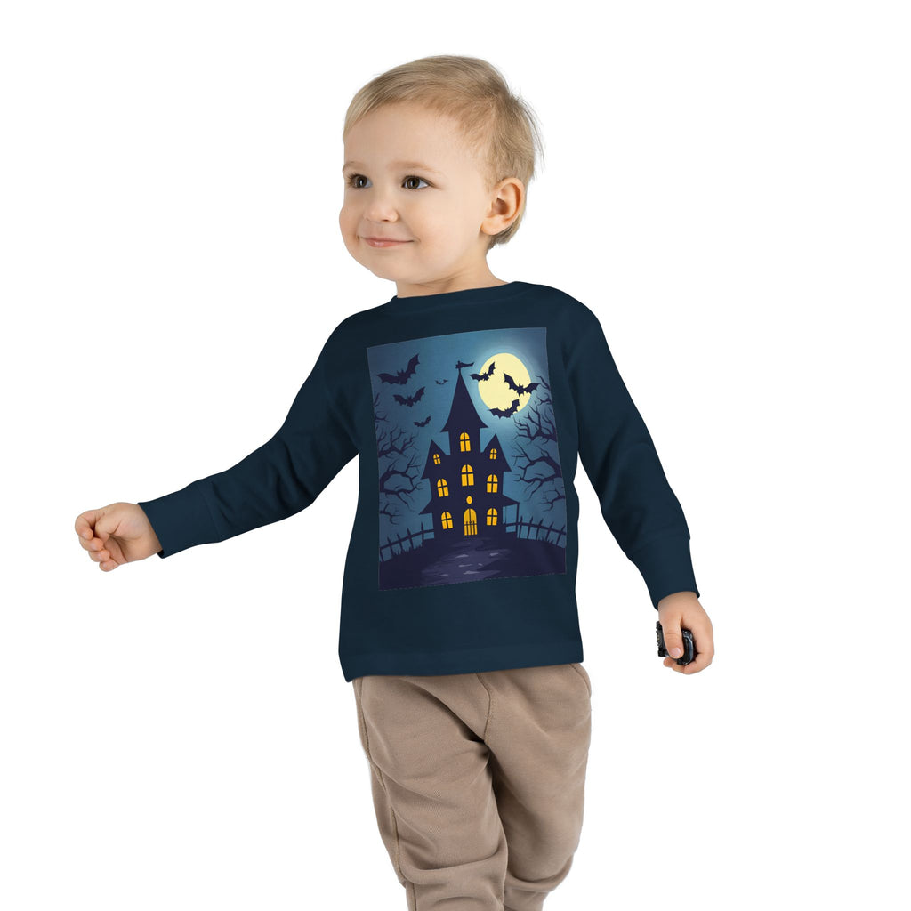 Halloween Haunted House Toddler Halloween Long Sleeve Tee, Spooky Haunted House Shirt, Kids Halloween Costume Top, Fall Festive Apparel, Trick or Treat Clothing