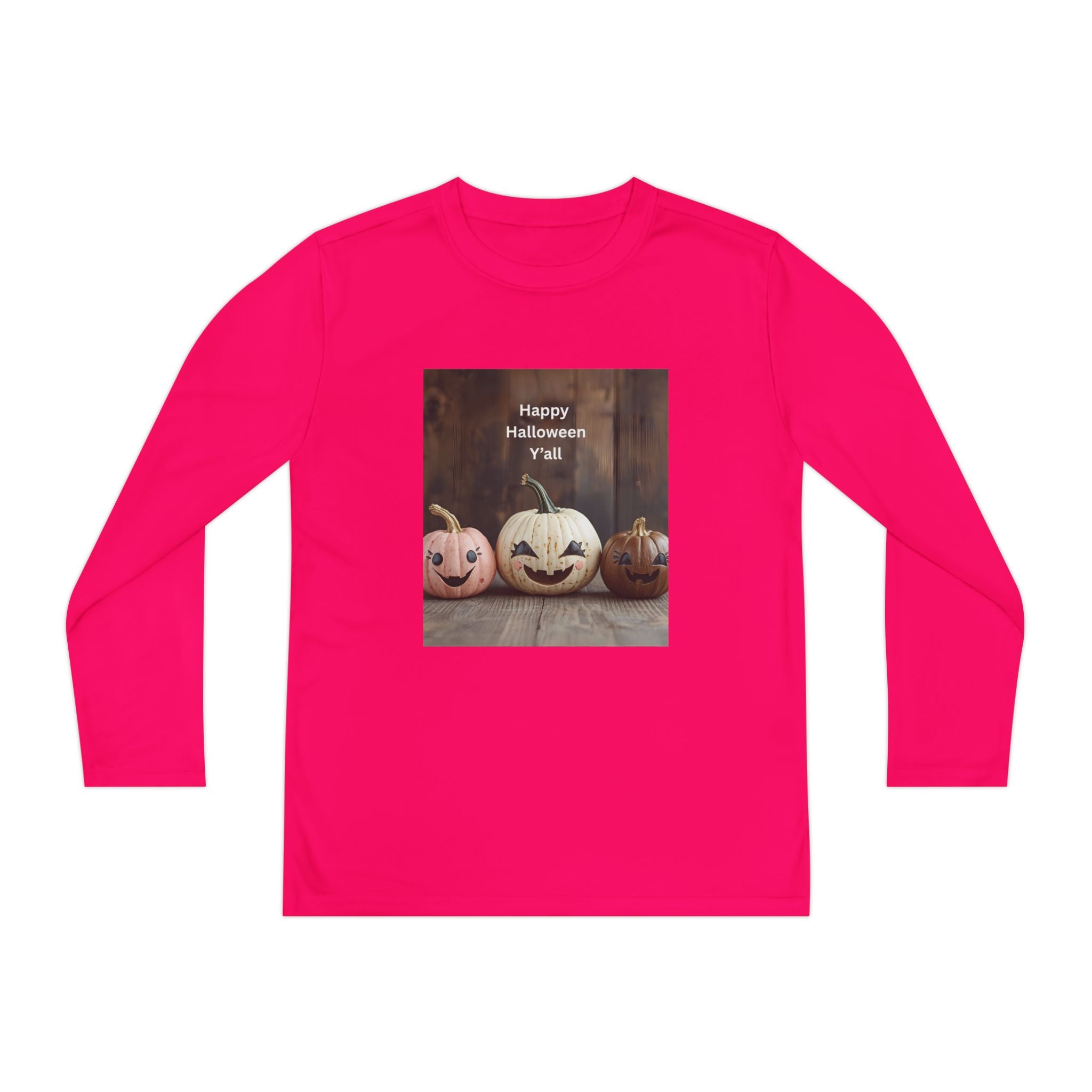 Happy Halloween Youth Long Sleeve Tee, Spooky Kids Top, Fall Costume Shirt, Trick or Treat Apparel, Pumpkin Graphic Tee