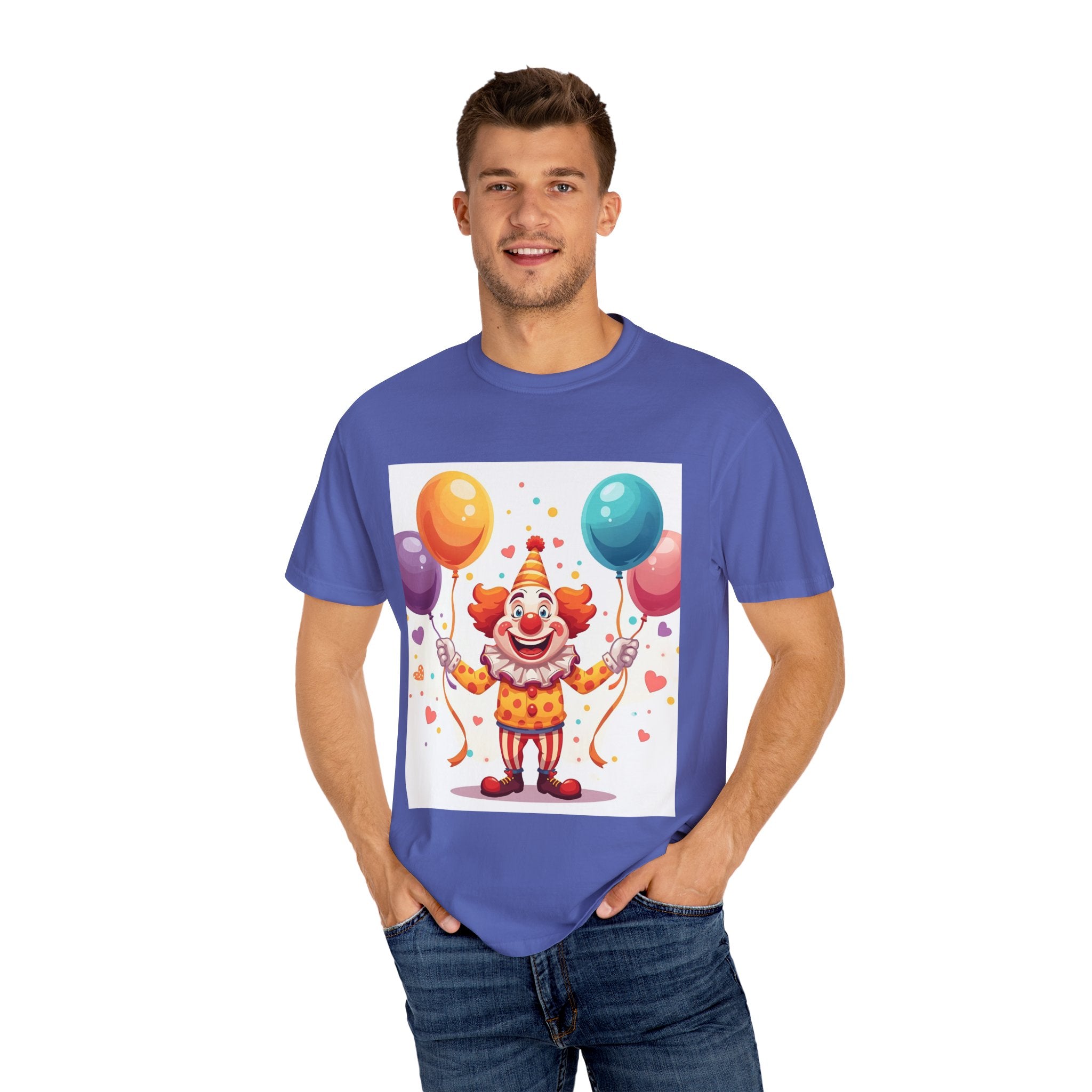 Colorful Clown Balloon T-Shirt, Fun Graphic Tee, Unisex party shirt, Circus themed apparel, Birthday gift for kids