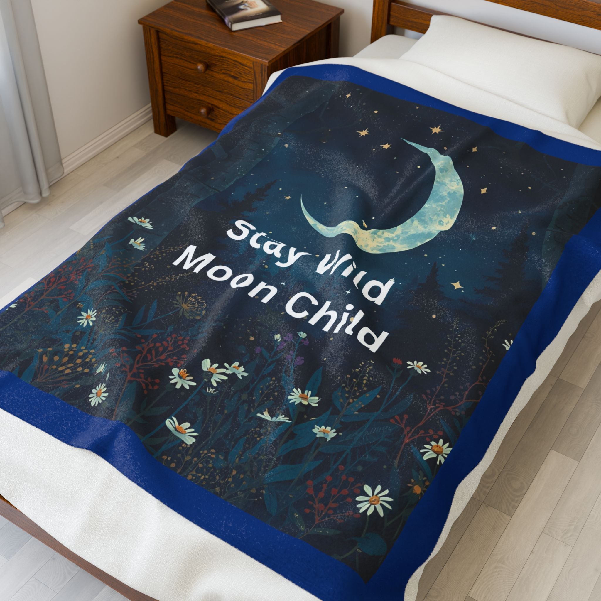 Stay Wild Moon Child Velveteen Plush Blanket
