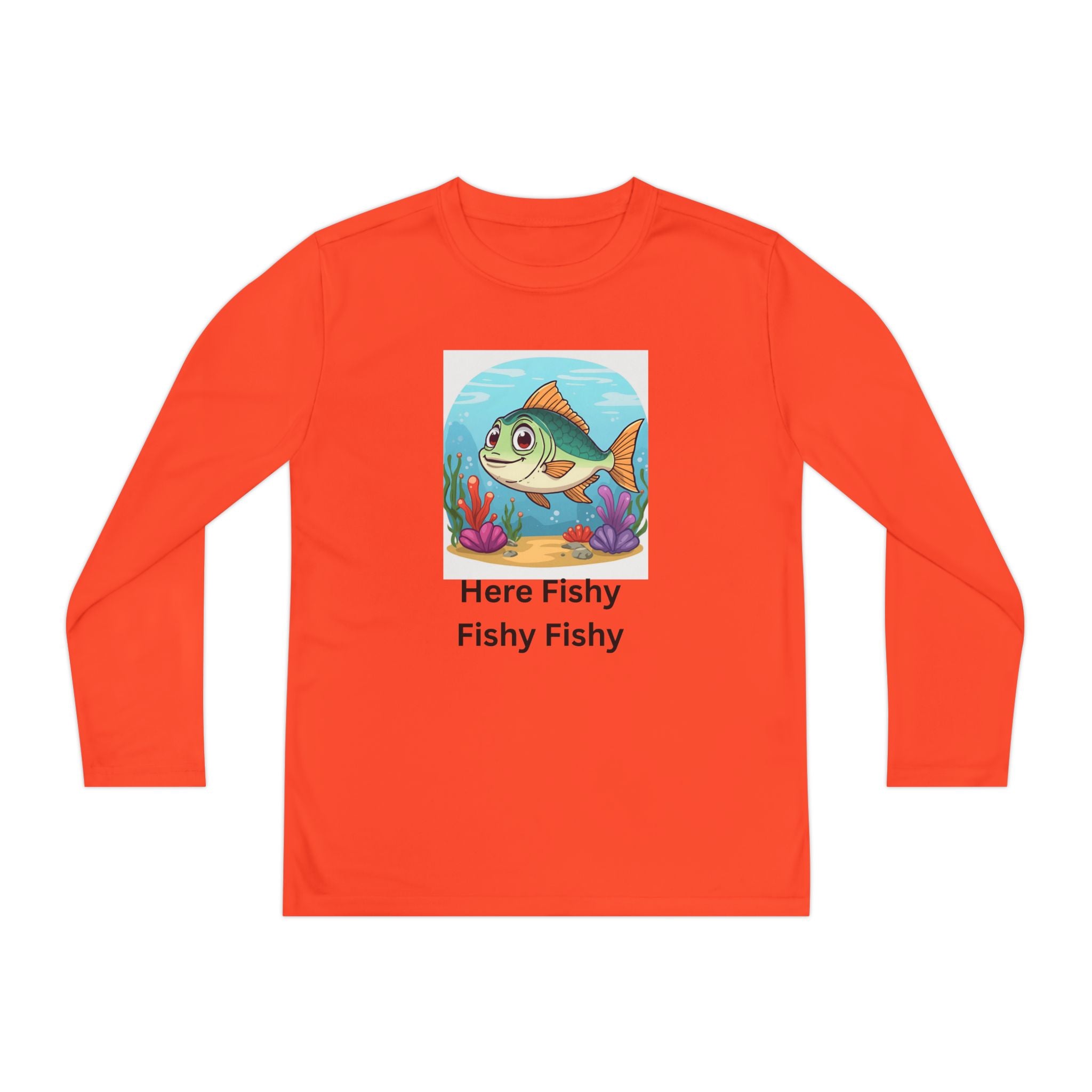 Here Fishy Fishy Fishy Youth Long Sleeve Competitor Tee