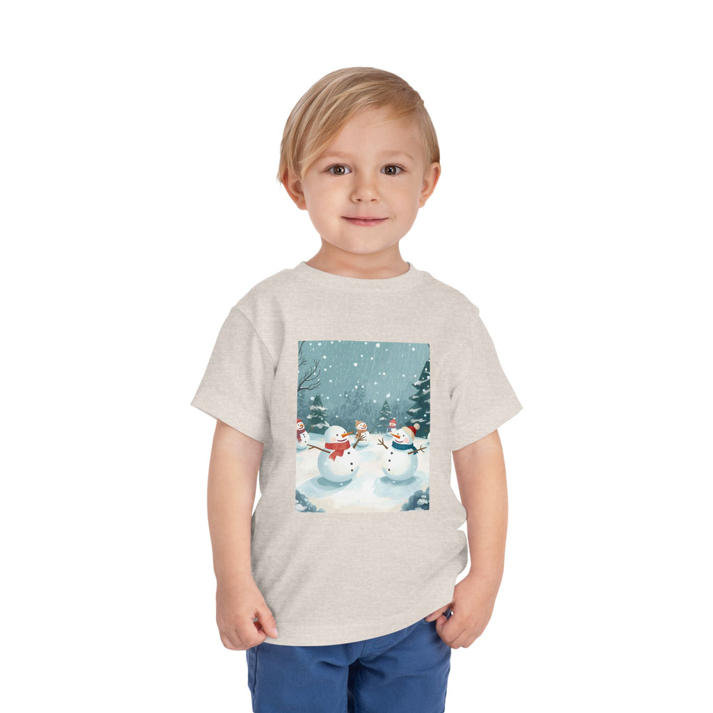 Festive Christmas Snowman Toddler Short Sleeve Tee