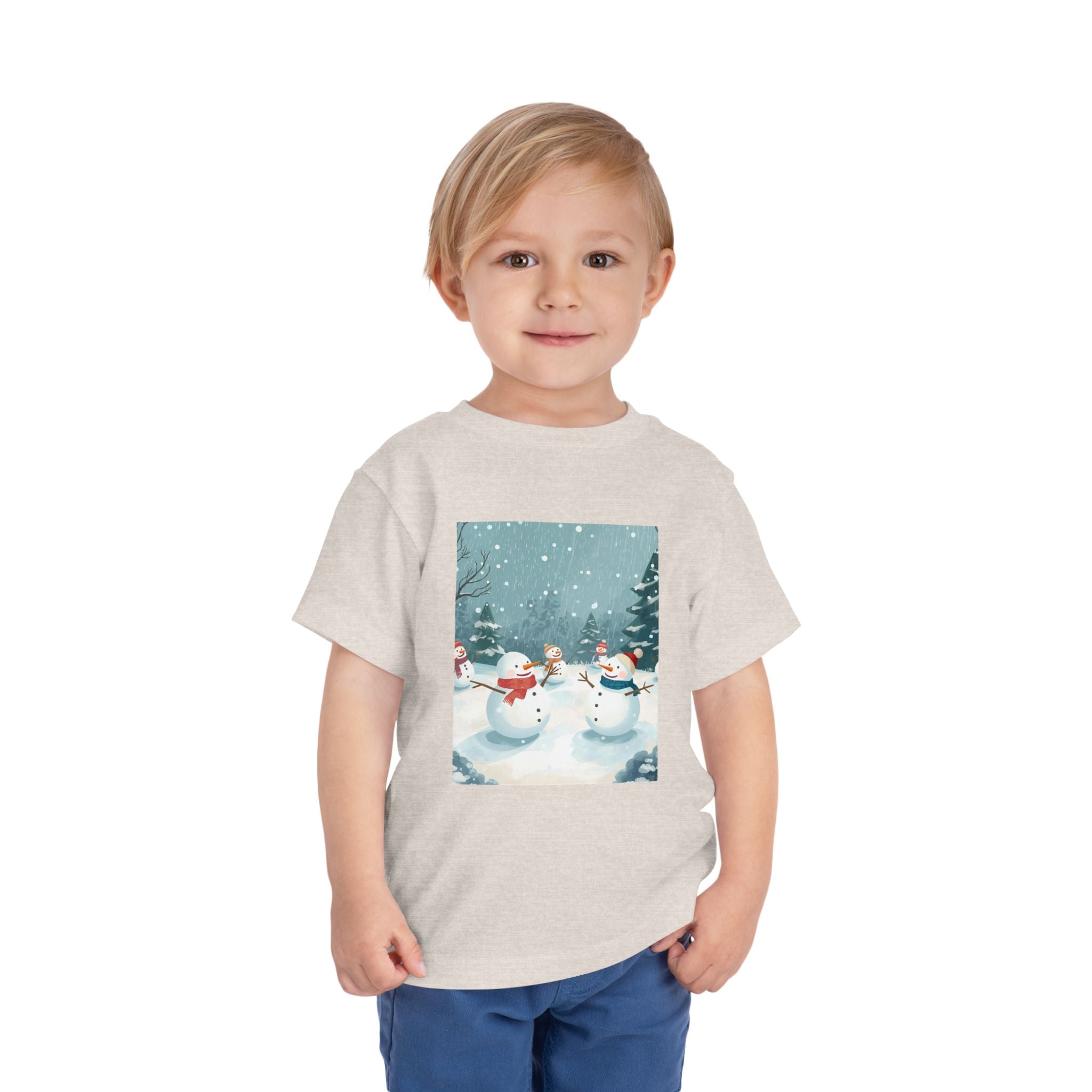 Festive Christmas Snowman Toddler Short Sleeve Tee