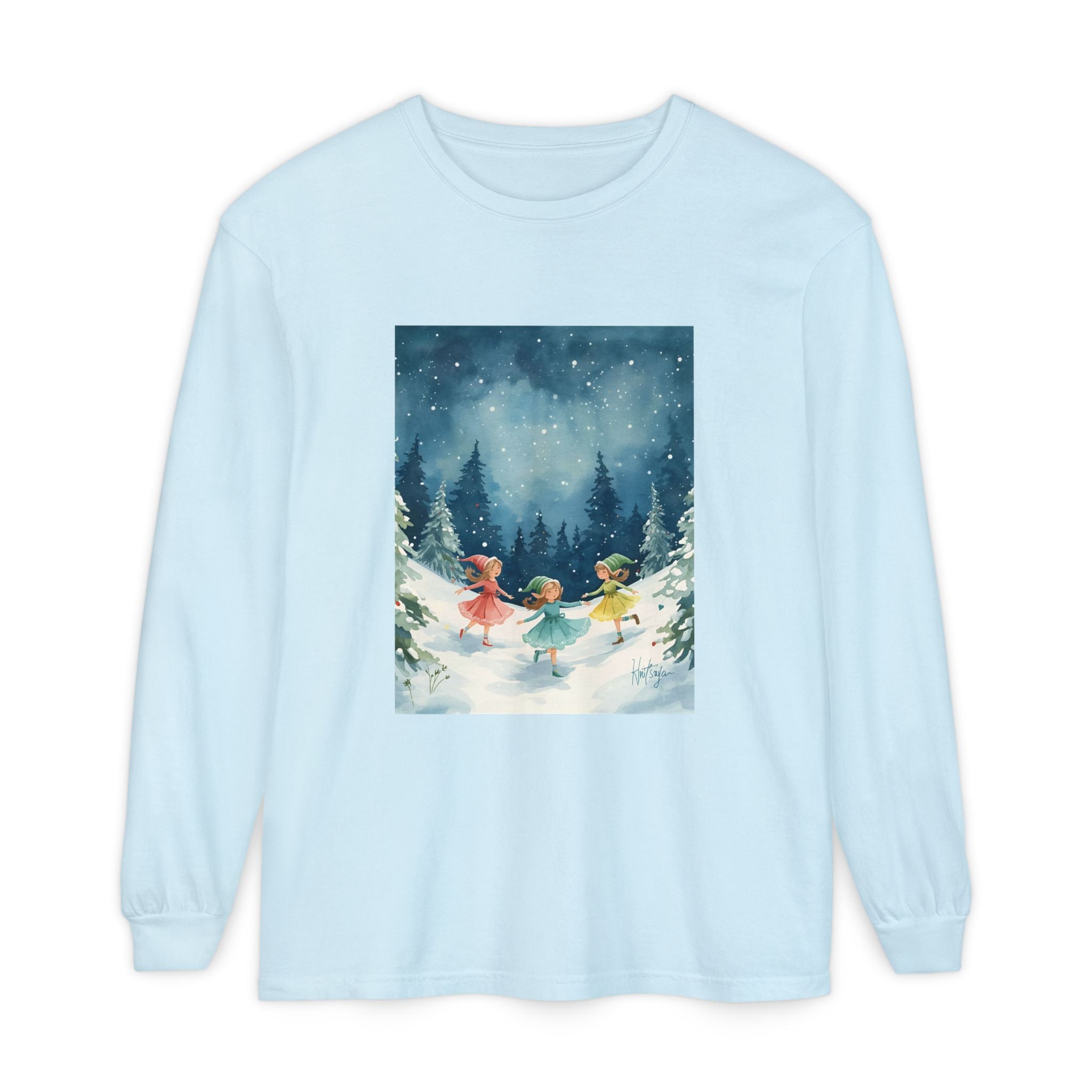 Winter Wonderland Long Sleeve T-Shirt, Cozy Graphic Tee, Perfect for Holidays, Gift for Her, Winter Apparel, Seasonal Fashion