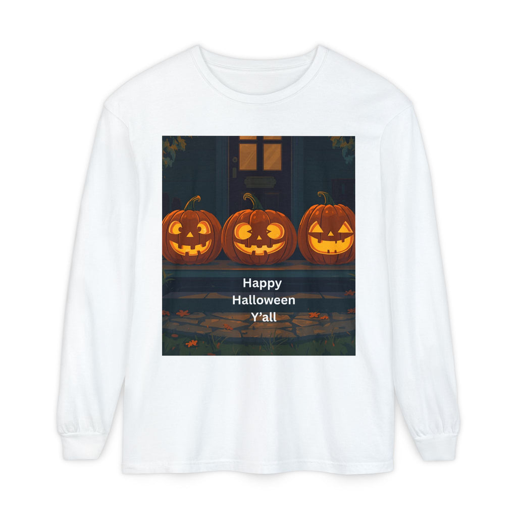 Halloween Pumpkin Long Sleeve T-Shirt, Fall Apparel, Comfortable Shirt, Unisex Halloween Tee, Seasonal Gift, Spooky Vibes