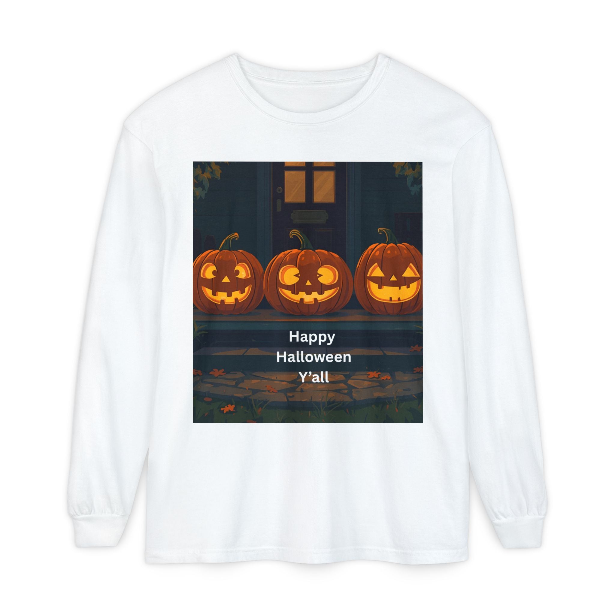 Halloween Pumpkin Long Sleeve T-Shirt, Fall Apparel, Comfortable Shirt, Unisex Halloween Tee, Seasonal Gift, Spooky Vibes