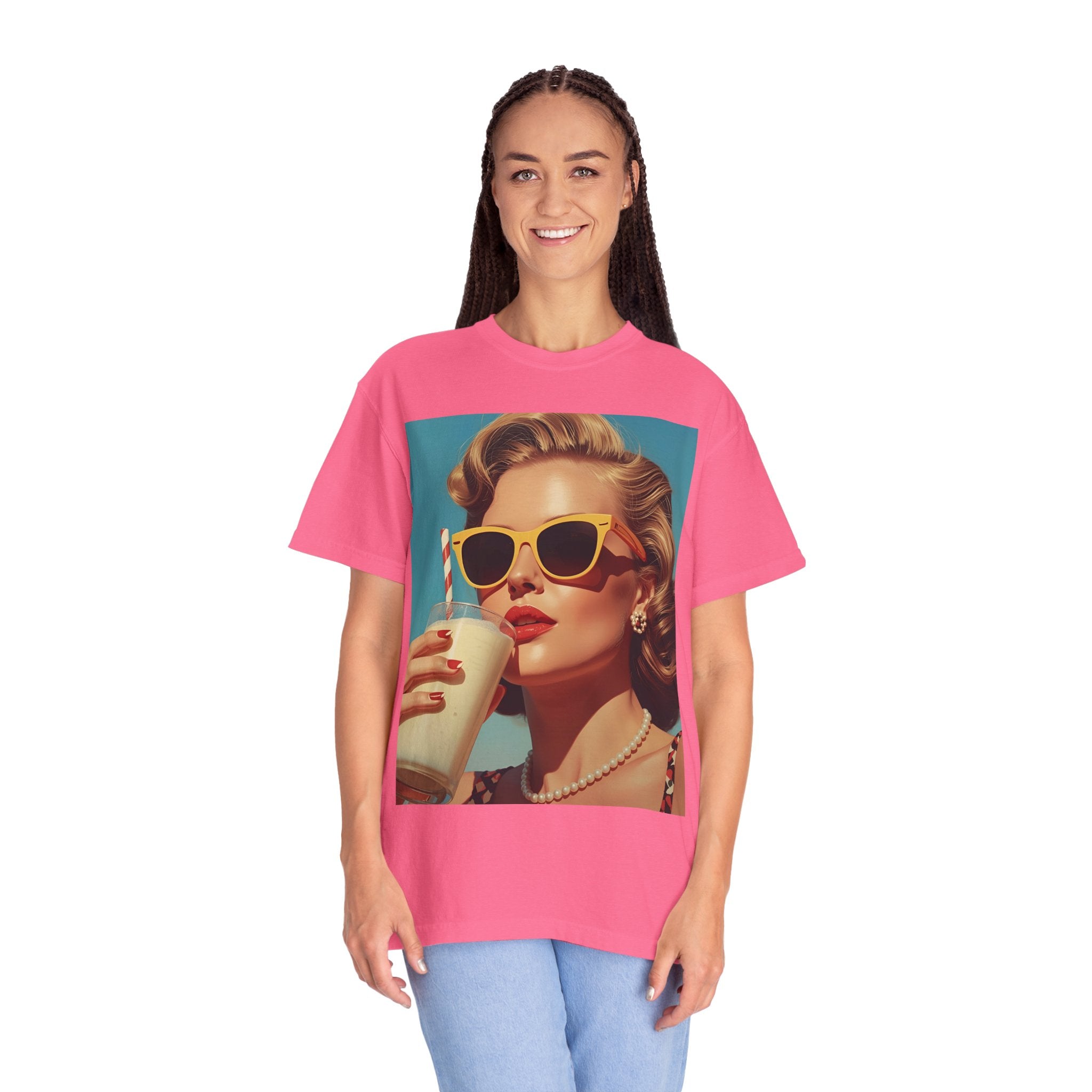 Retro Pop Art Summer Vibe T-shirt | Unisex Garment-Dyed Tee, Vintage Style Shirt, Trendy Summer Wear, Perfect Gift for Her, Casual Everyday Top