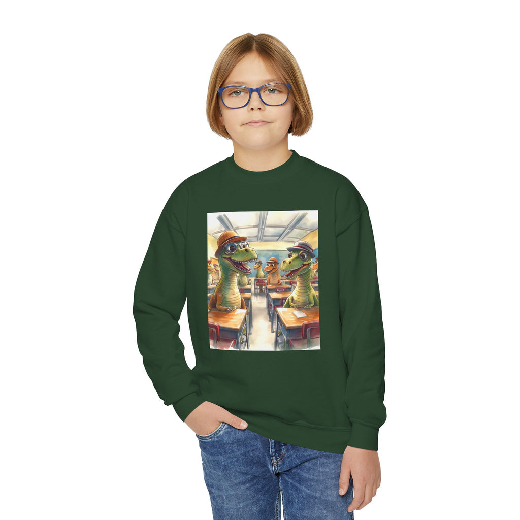 Dinosaur Classroom Youth Crewneck Sweatshirt, Fun Sweater for Kids, Perfect for Birthdays, School Events, Halloween, Unique Gift Idea