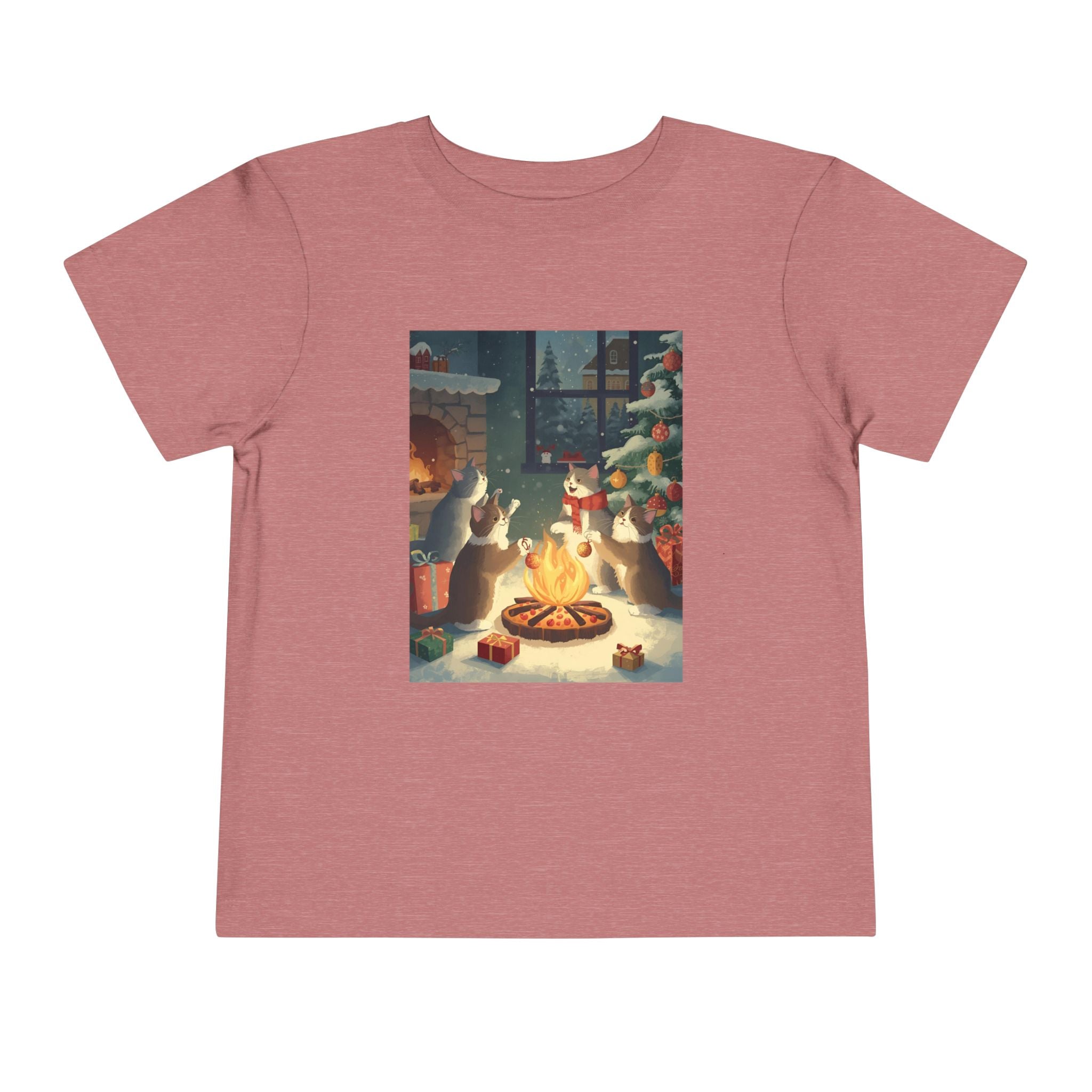 Cute Cat Christmas Festive Toddler Short Sleeve Tee