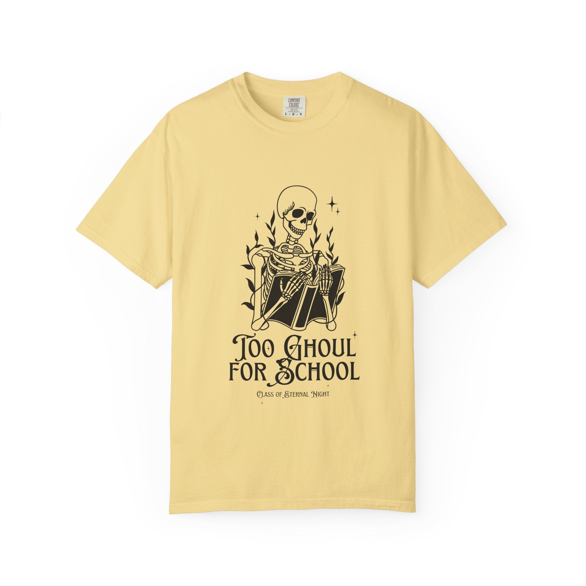 Spooky Skeleton Tee, Too Ghoul for School Shirt, Halloween T-Shirt, Unisex Graphic Tee, Fall Fashion Top, Goth Aesthetic Clothing