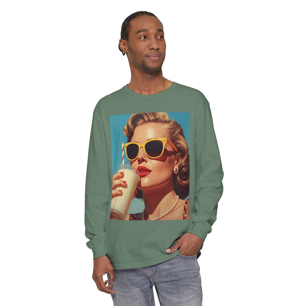 Retro Pop Art Long Sleeve T-Shirt, Vintage Graphic Tee, Fashion Top, Summer Style shirt, Gift for Art Lovers, Casual Wear