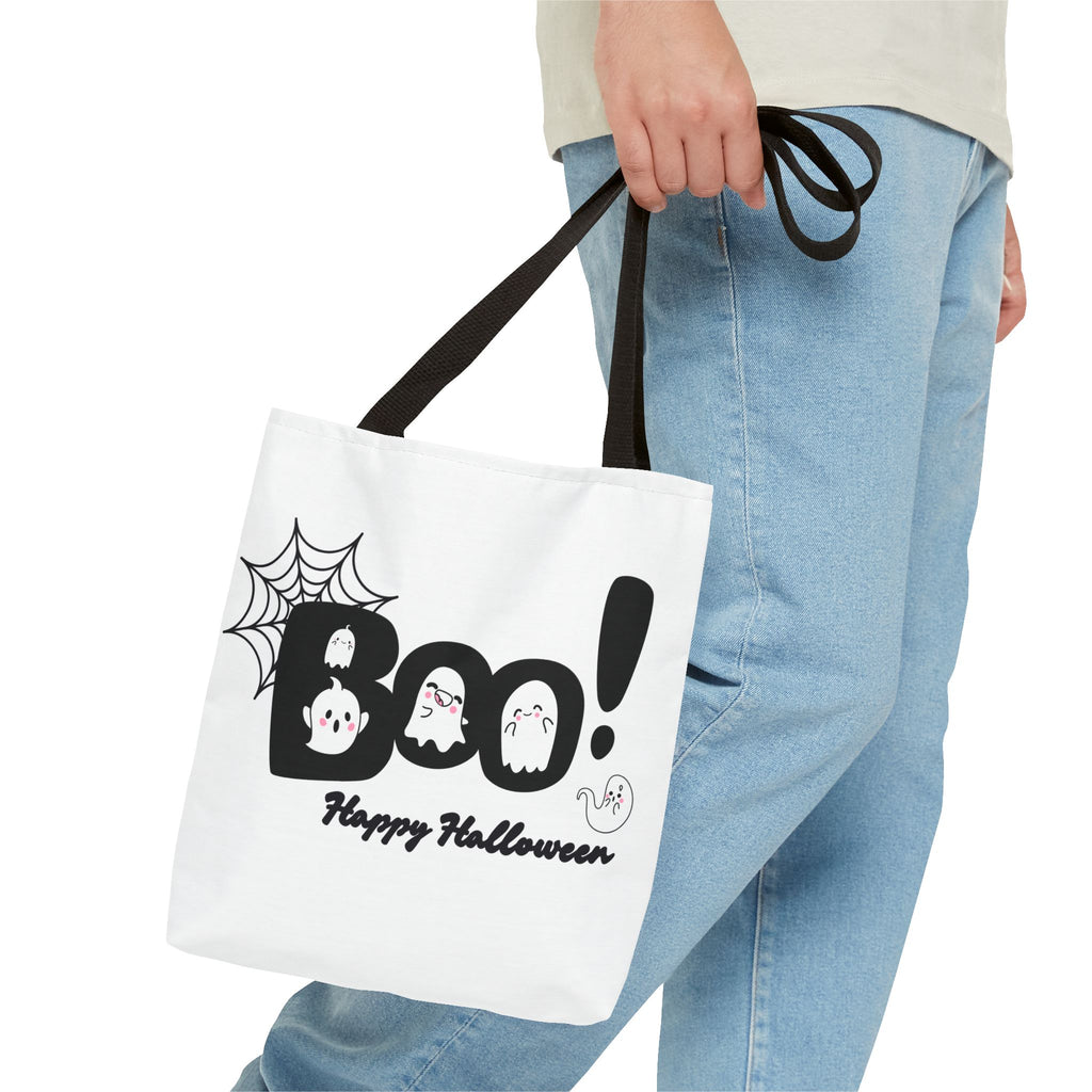Halloween Boo Tote Bag with Boo! Design, Spooky Ghosts, Trick or Treat, Fall Decor, Seasonal Gift