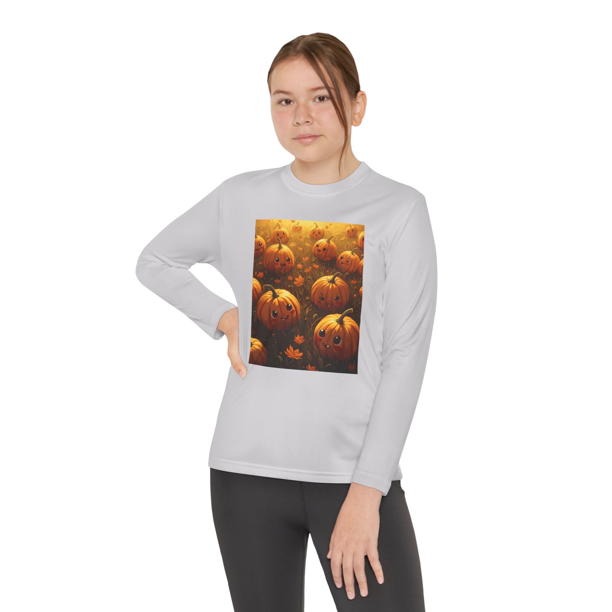 Happy Halloween Pumpkin Youth Long Sleeve Competitor Tee