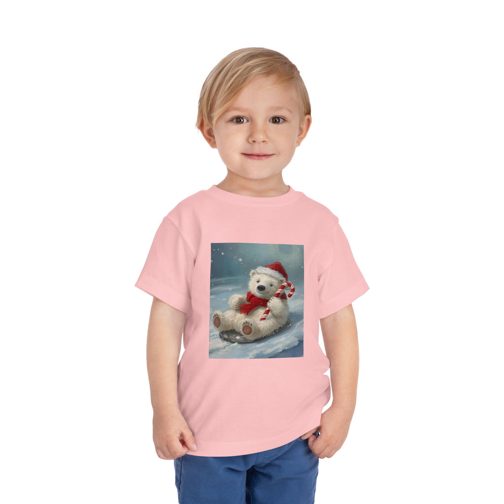 Cute Christmas Bear Toddler Short Sleeve Tee