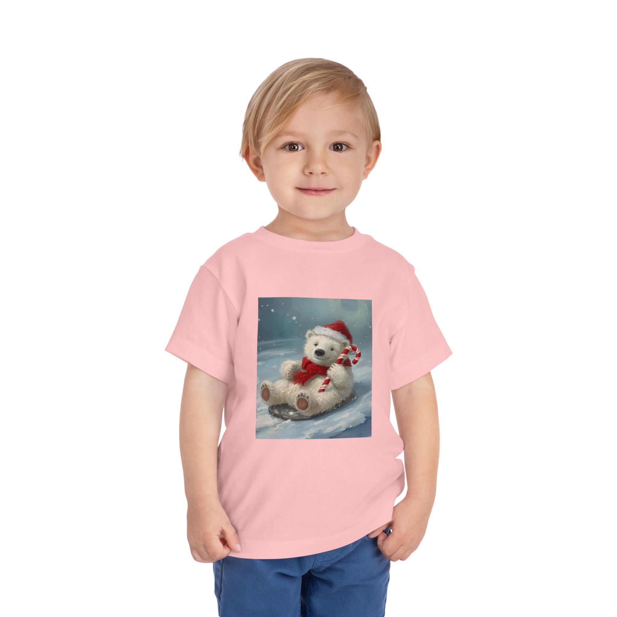 Cute Christmas Bear Toddler Short Sleeve Tee