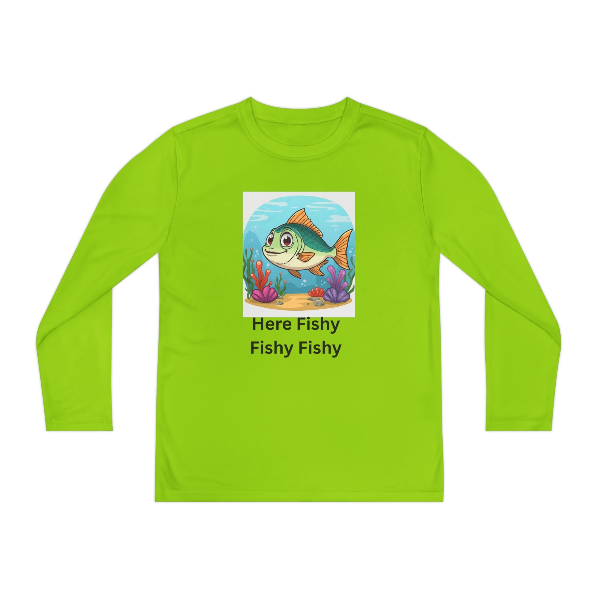 Here Fishy Fishy Fishy Youth Long Sleeve Competitor Tee