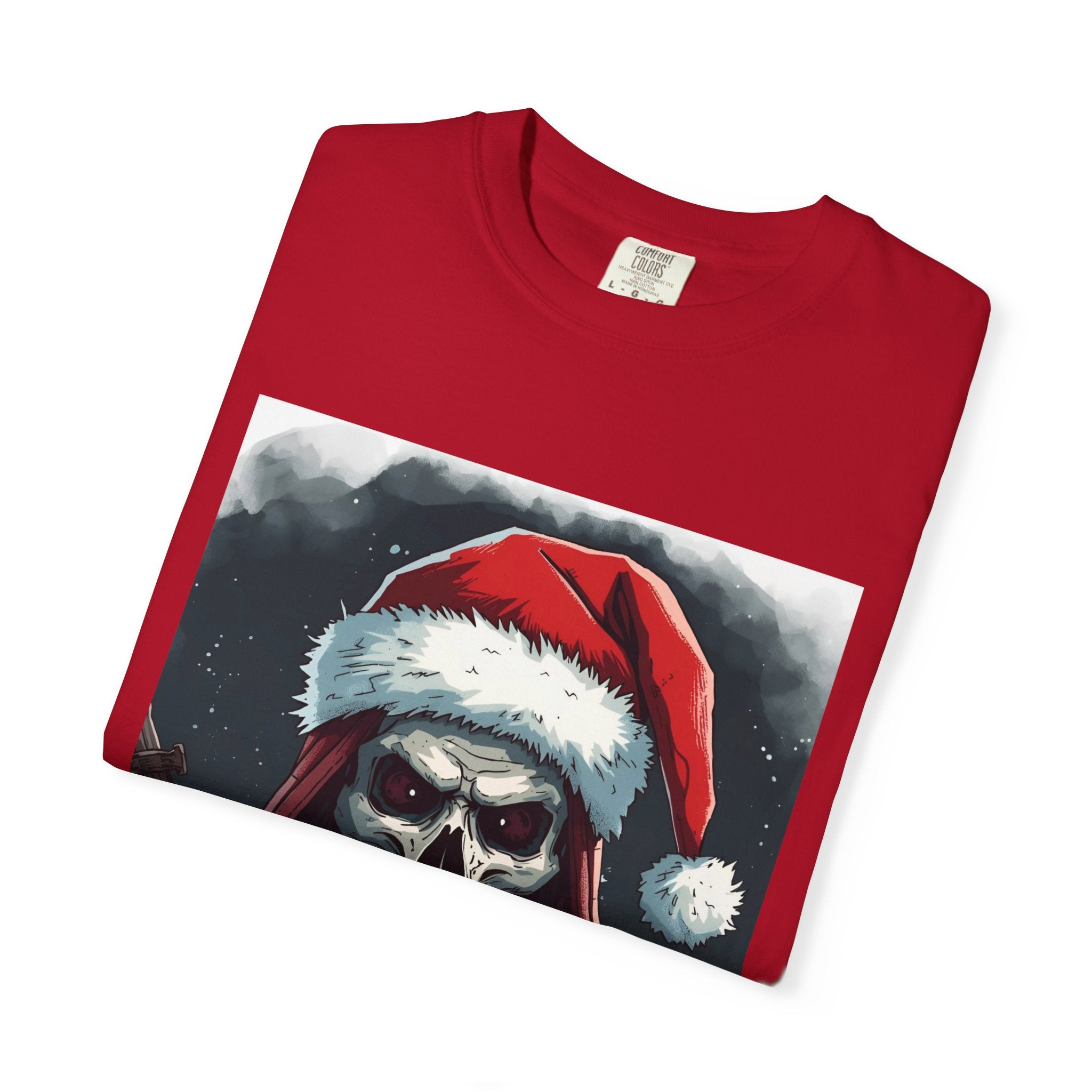 Spooky Santa Skull Graphic T-Shirt - Unisex Holiday Apparel, Christmas Gift, Casual Wear, Graphic Tee, Halloween Shirt