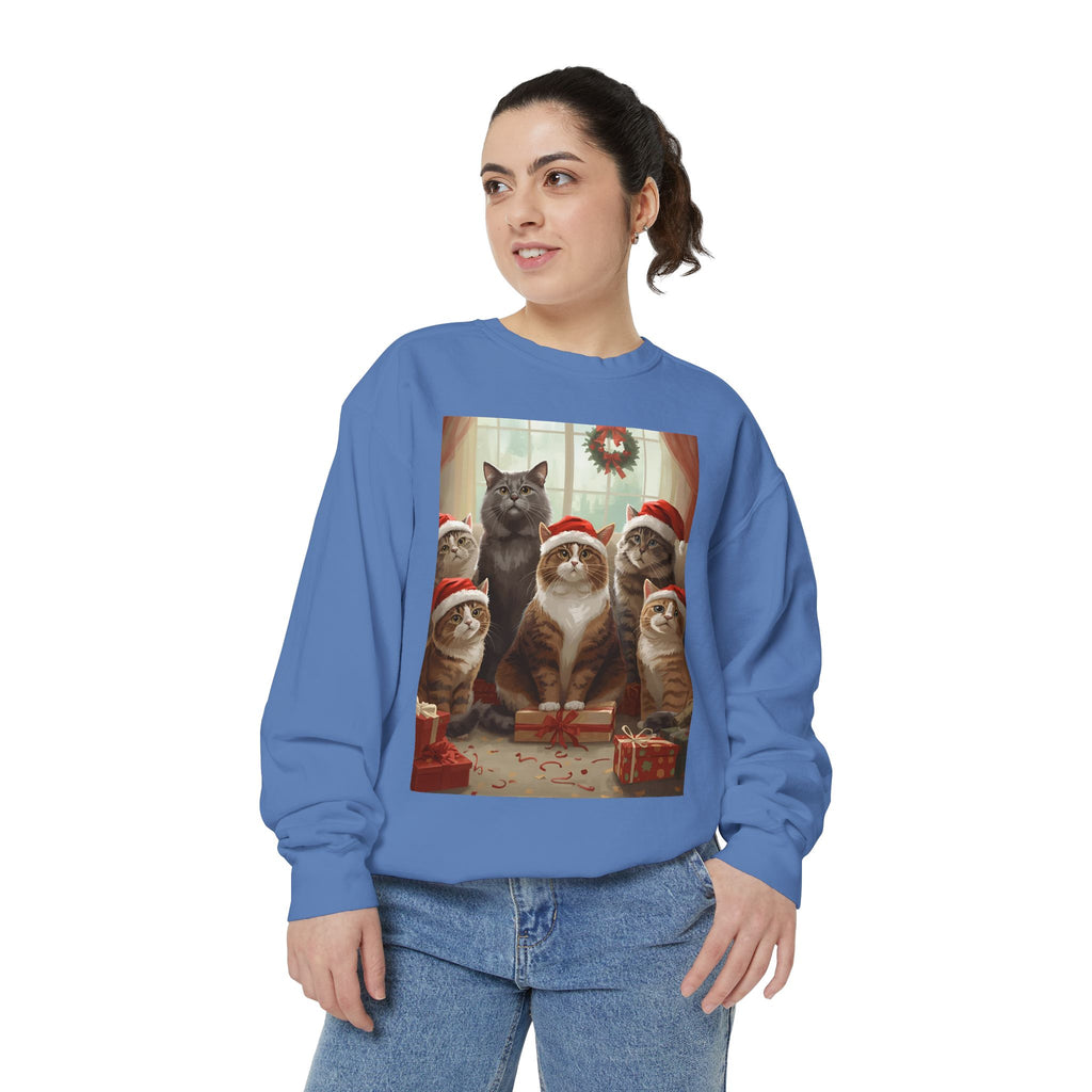 Cozy Holiday Cat Sweatshirt, Festive Sweatshirt for Cat Lovers, Christmas Gift for Pet Owners, Cute Cat Apparel, Winter Wardrobe Essential