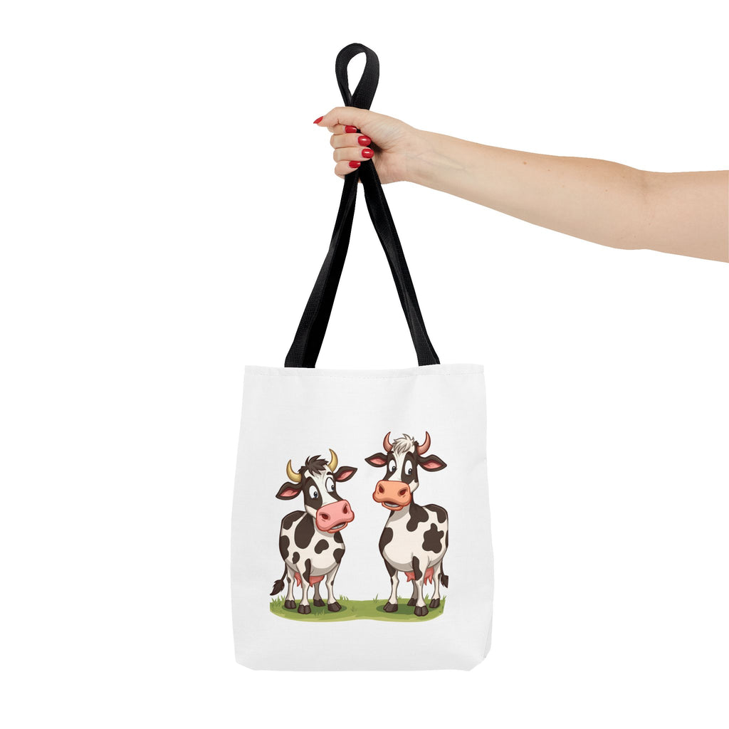 Cute Cow Print Tote Bag, Reusable Shopping Bag, Farmer's Market Tote, Animal Lover Gift, Floral Cow Pattern Bag