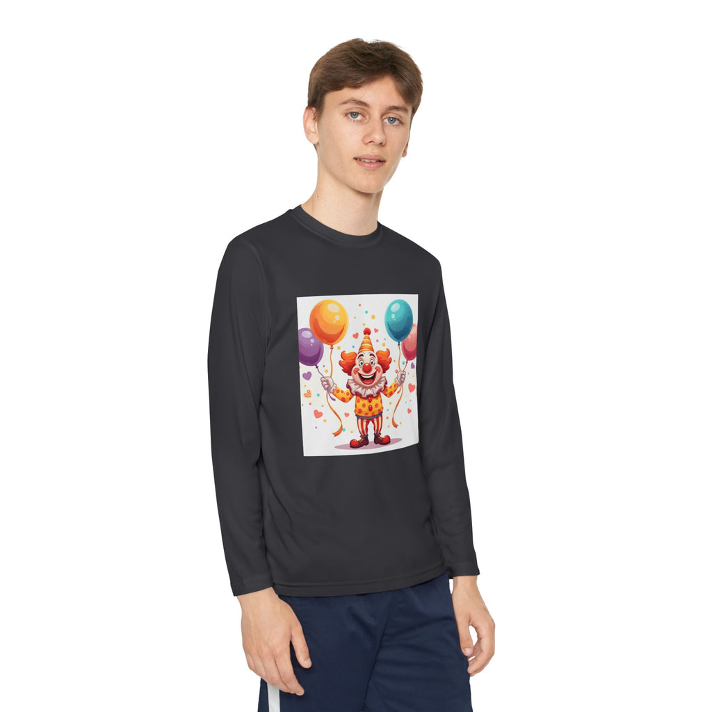 Birthday Clown With Balloons Youth Long Sleeve Competitor Tee