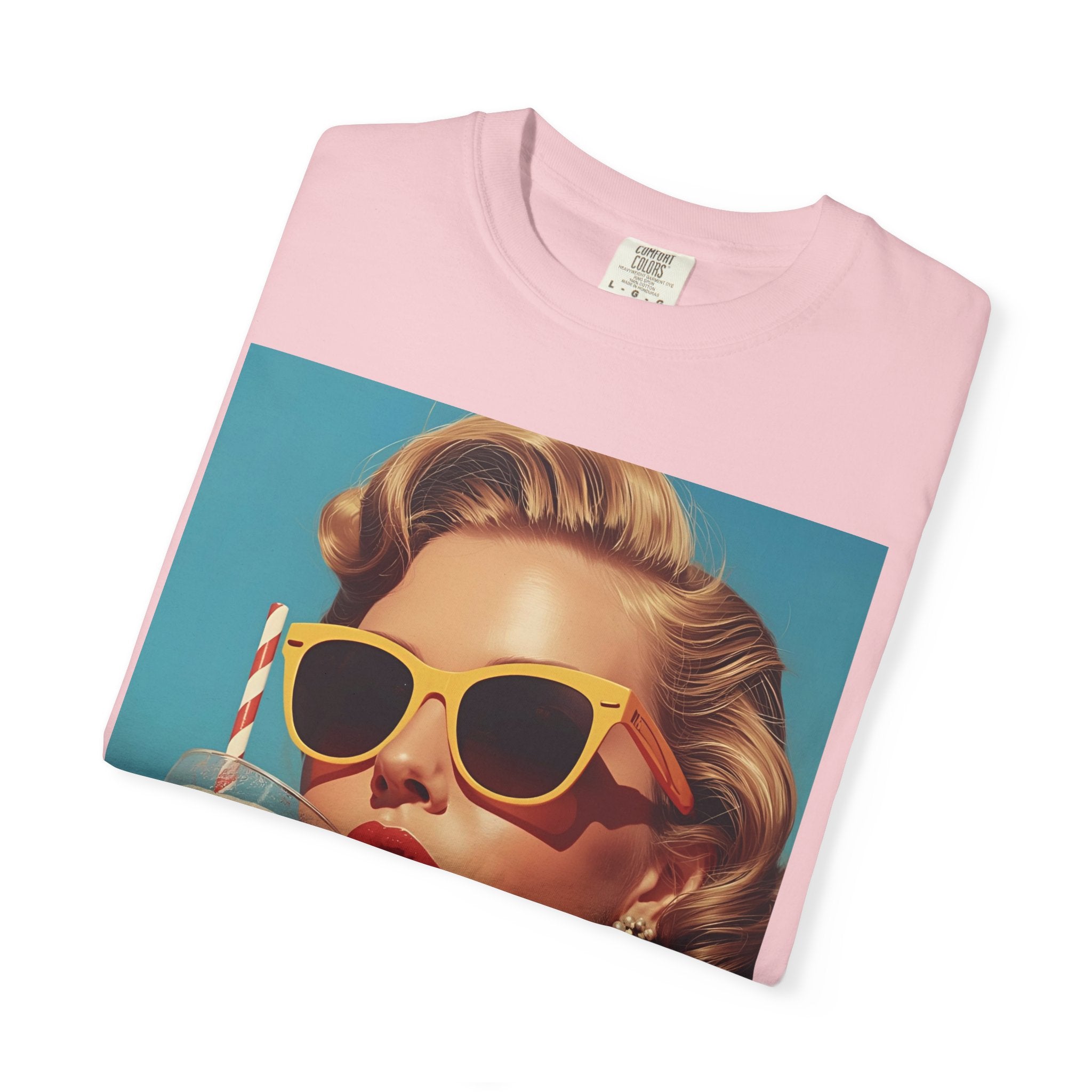 Retro Pop Art Summer Vibe T-shirt | Unisex Garment-Dyed Tee, Vintage Style Shirt, Trendy Summer Wear, Perfect Gift for Her, Casual Everyday Top