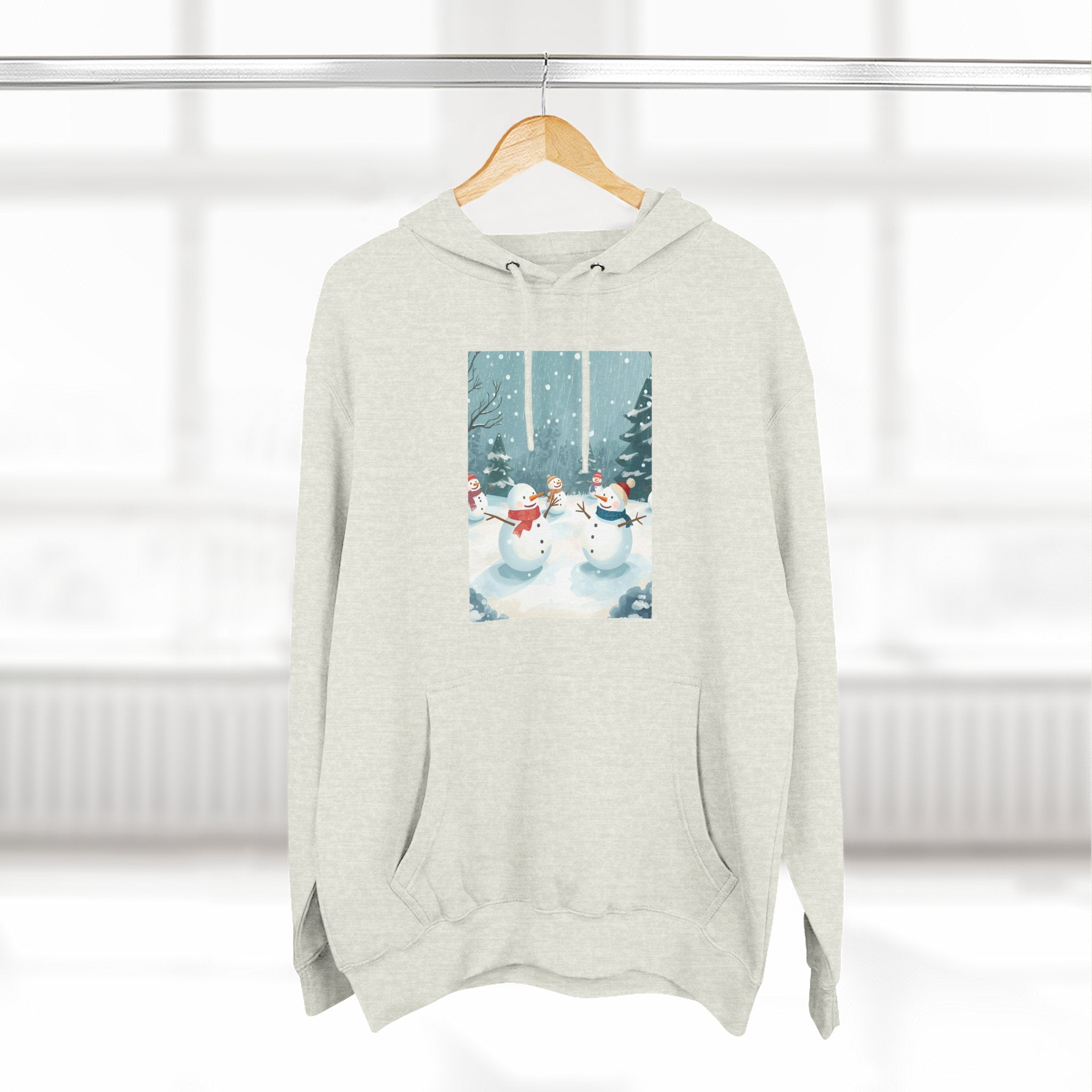 Cozy Snowman Hoodie, Winter Apparel, Holiday Gift, Christmas, Fleece Hoodie, Seasonal Style, Cold Weather Wear