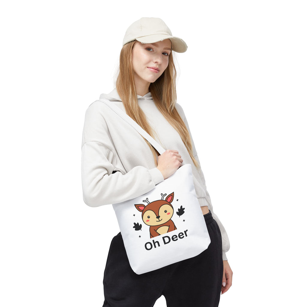 Oh Deer Cute Tote Bag - Forest Animal Lover Gift, Fun Shopper Bag, Eco-Friendly Tote, Animal Print Carryall, Unique Gift for Kids