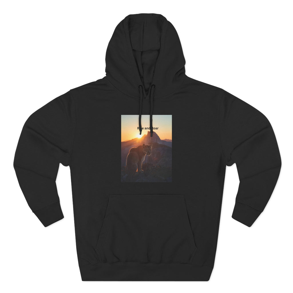 Rise And Roar Sunset Adventure Fleece Hoodie, Cozy Outdoor Hoodie, Travel Apparel, Nature Lover Gift, Comfortable Sweatshirt, Perfect for Bonfires