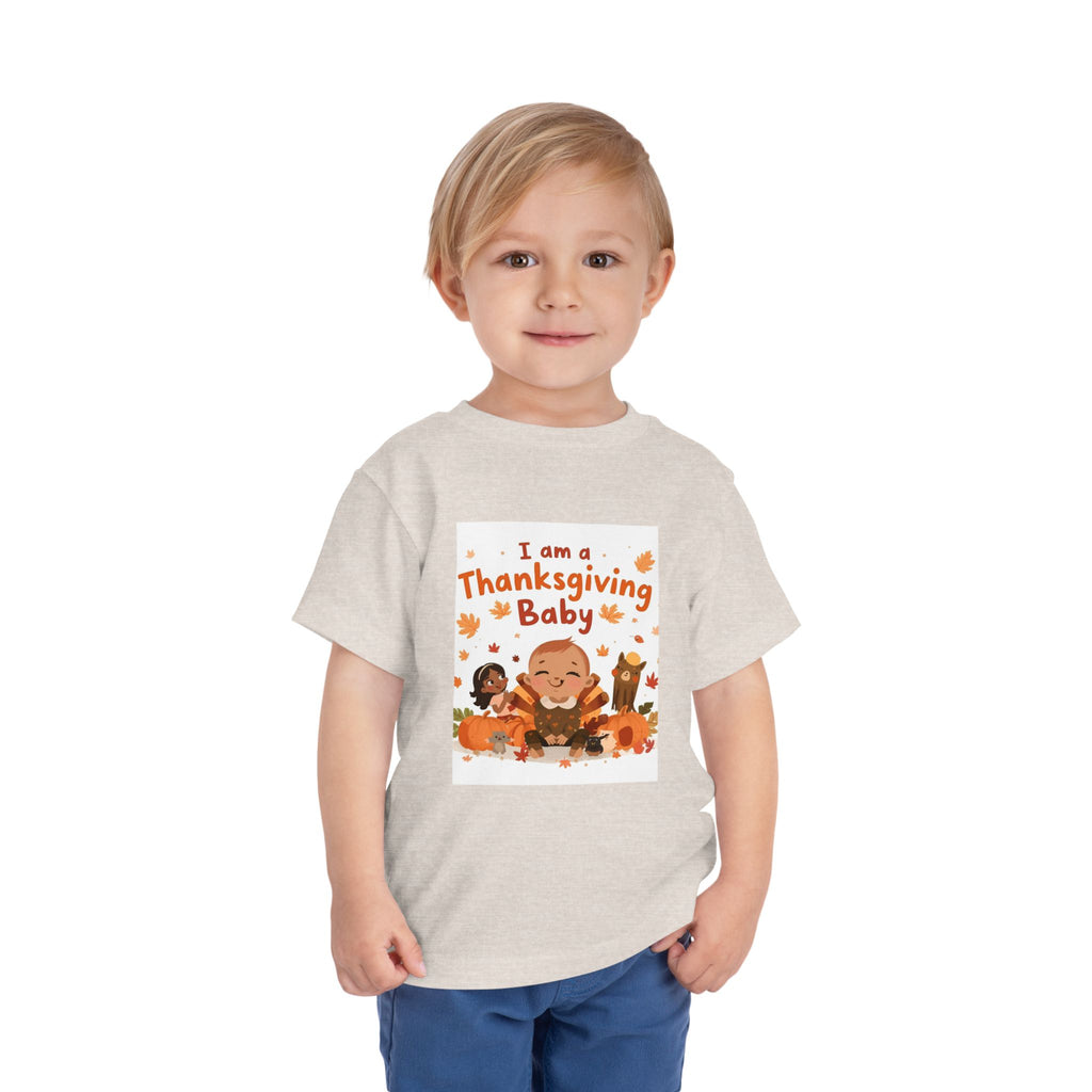 I Am A Thanksgiving Baby Toddler Short Sleeve Tee