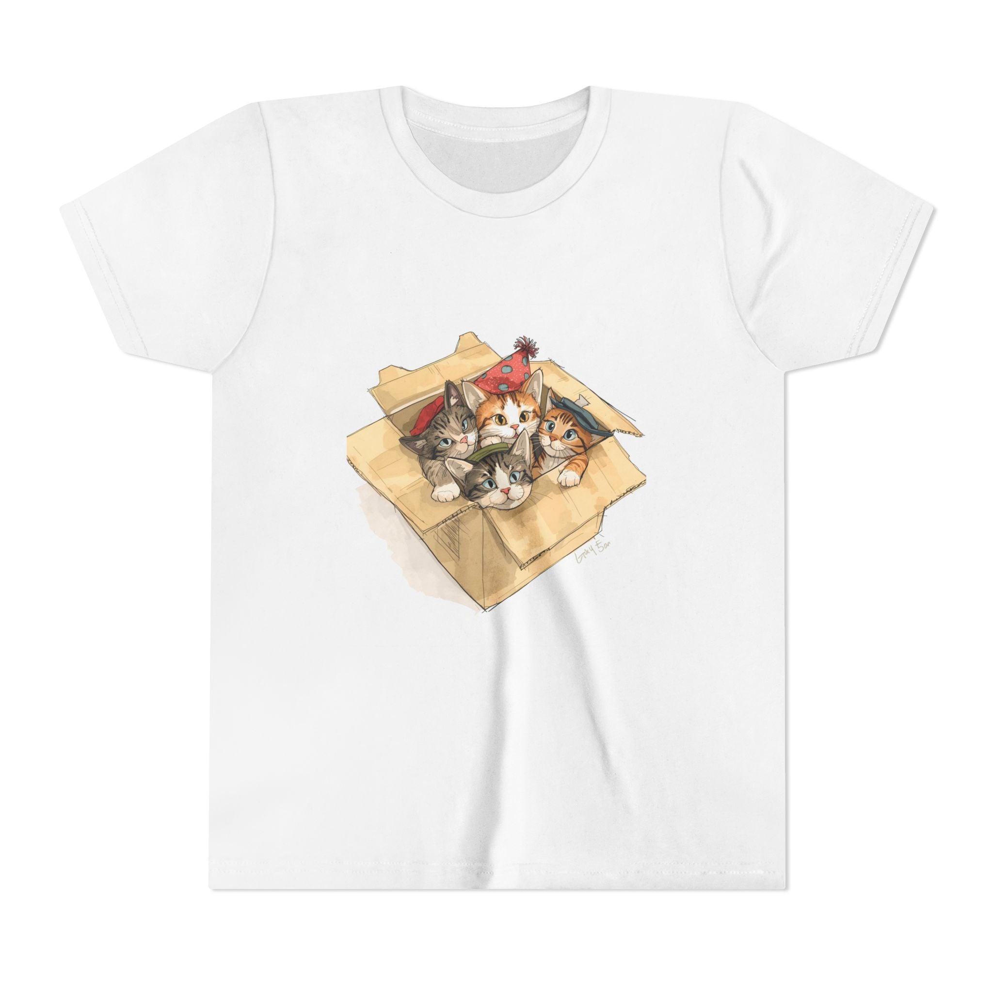 Cute Kittens In Box Youth Short Sleeve Tee