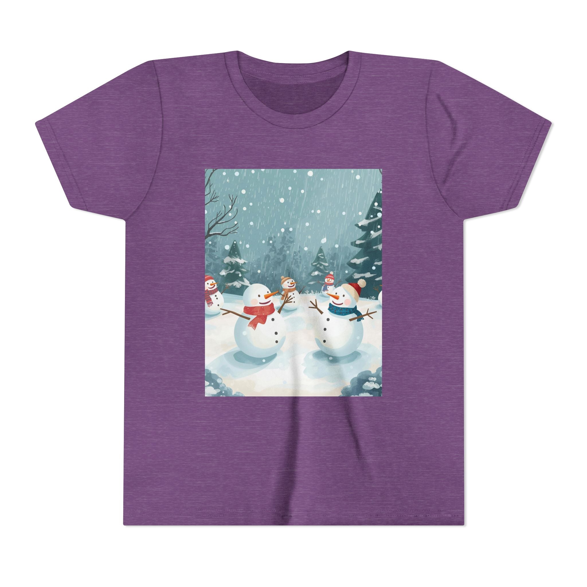 Festive Christmas Snowman Youth Short Sleeve Tee