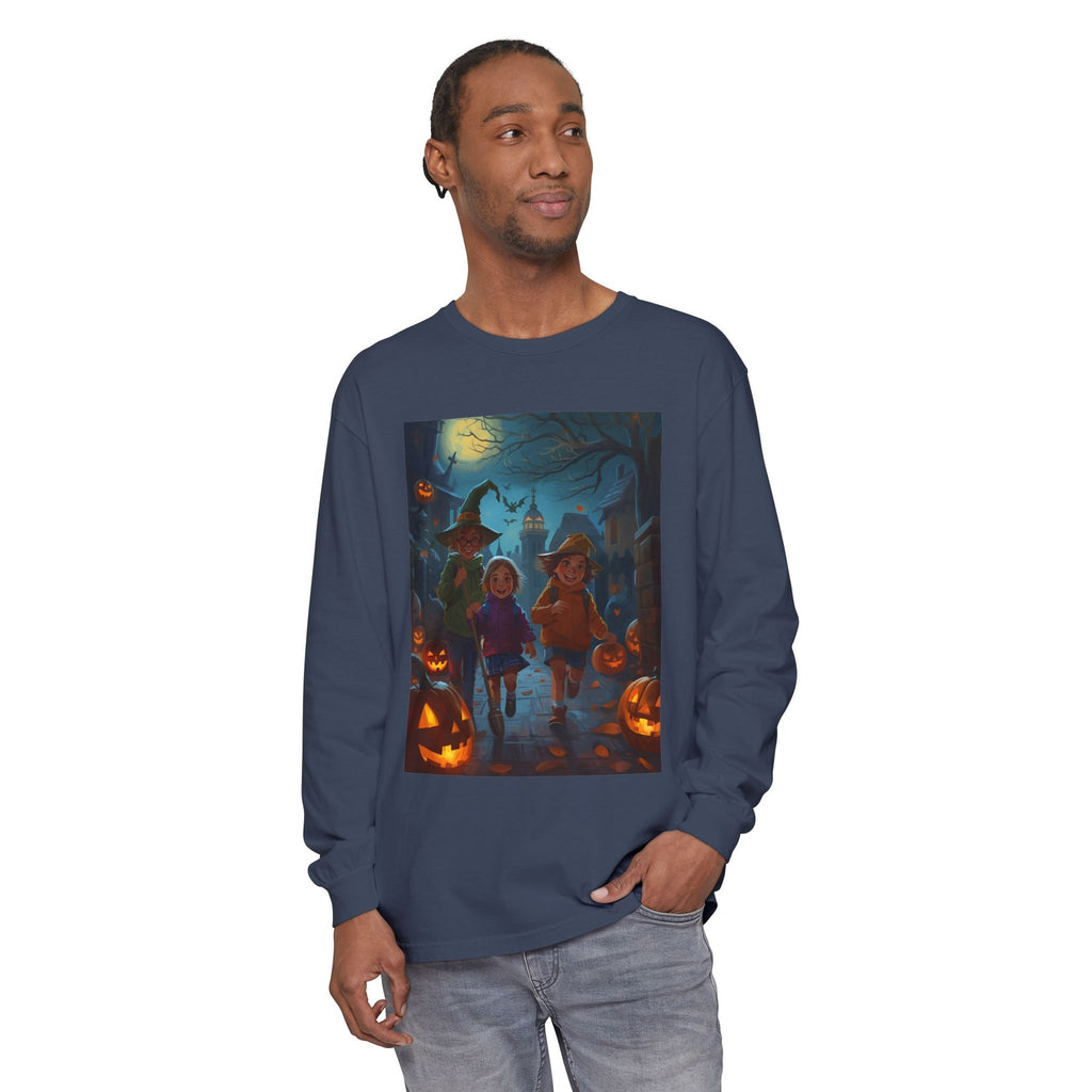 Halloween Themed Unisex Long Sleeve T-Shirt, Spooky Autumn Apparel, Trick-or-Treat Shirt, Fall Fashion, Casual Halloween Outfits