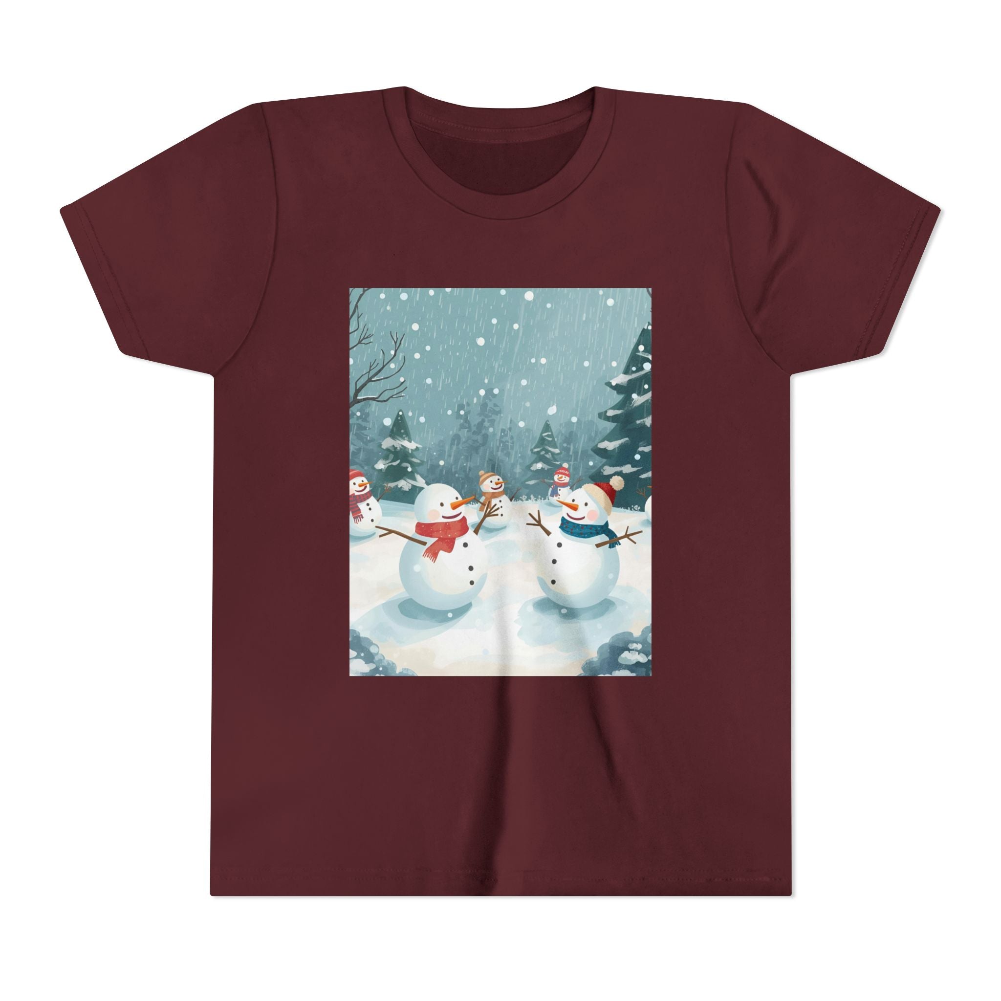 Festive Christmas Snowman Youth Short Sleeve Tee