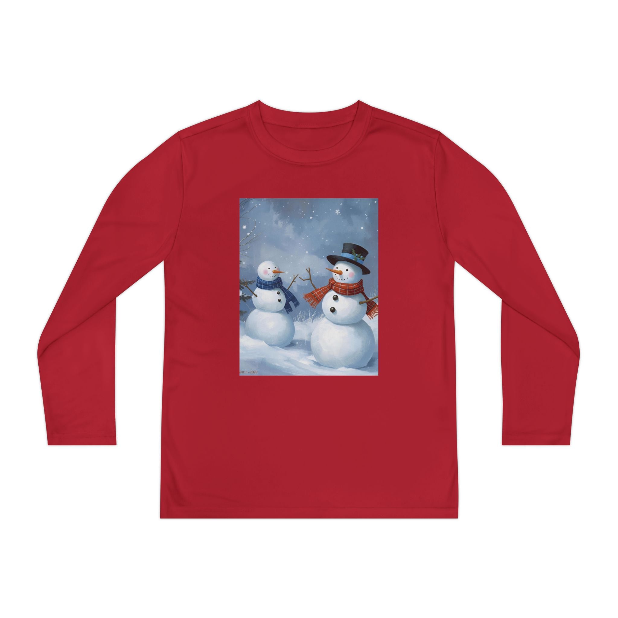 Christmas Snowman Family Youth Long Sleeve Competitor Tee