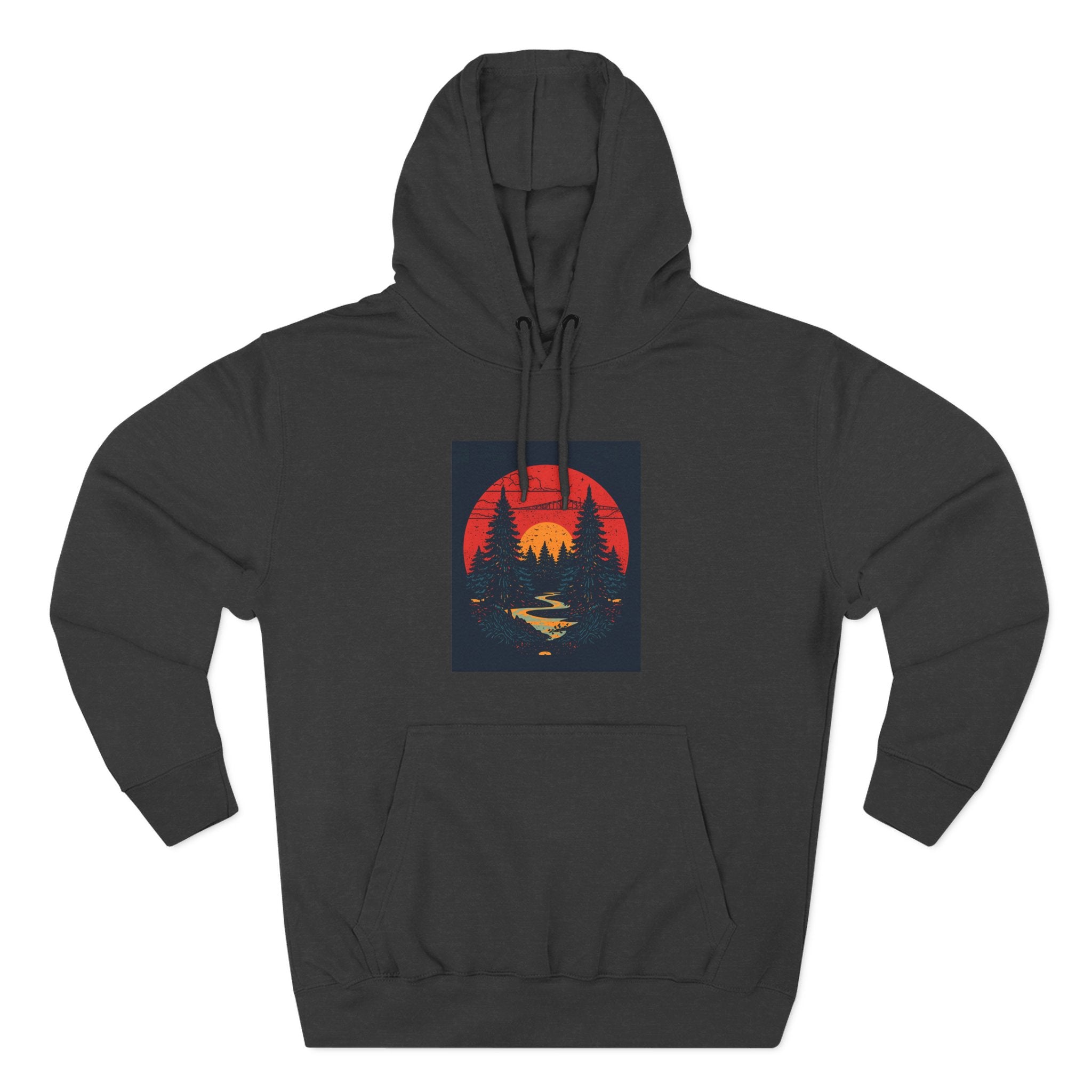 Cozy Nature Sunset Hoodie, Graphic Fleece Sweatshirt, Outdoor Apparel, Fall Fashion, Gift for Nature Lovers, Winter Wear