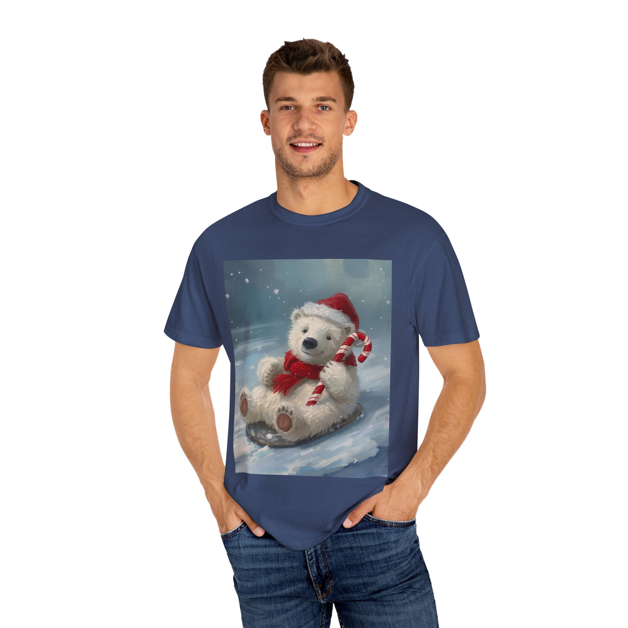 Cozy Christmas Bear T-Shirt, Winter Apparel, Holiday Gift, Family Matching Tee, Cute Polar Bear Design, Festive Outfit