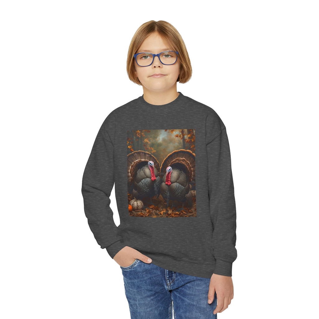 Thanksgiving Thankful Turkeys Youth Crewneck Sweatshirt, Cozy Fall Apparel, Thanksgiving Gift, Kids Sweatshirt, Autumn Fashion