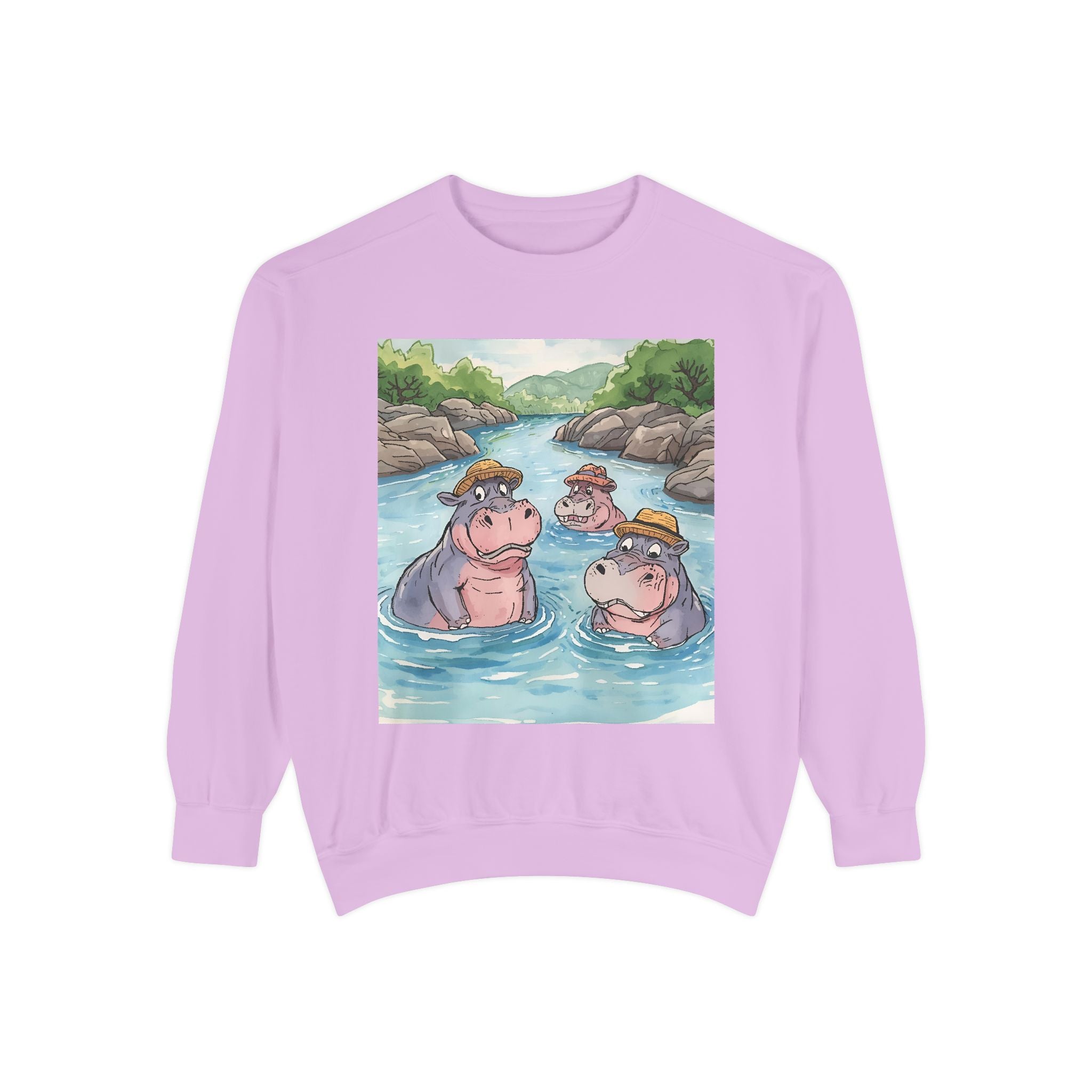 Hippo Cute Unisex Garment-Dyed Sweatshirt